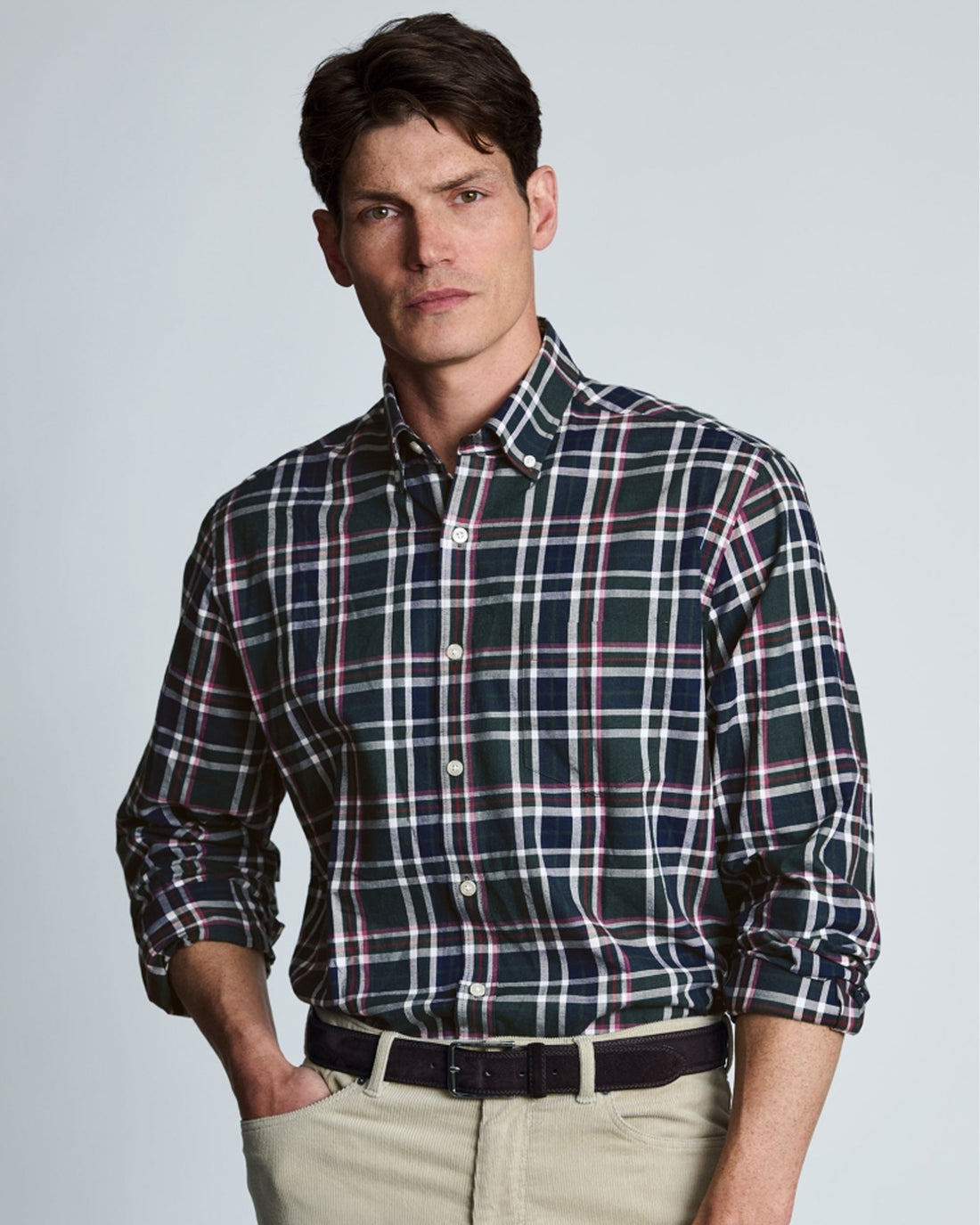 Melange Check Shirt - Dark Green