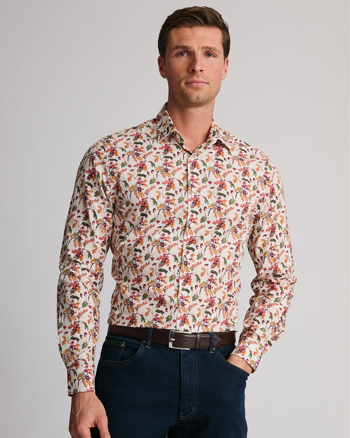 Acorn Print Cotton Shirt - Ecru