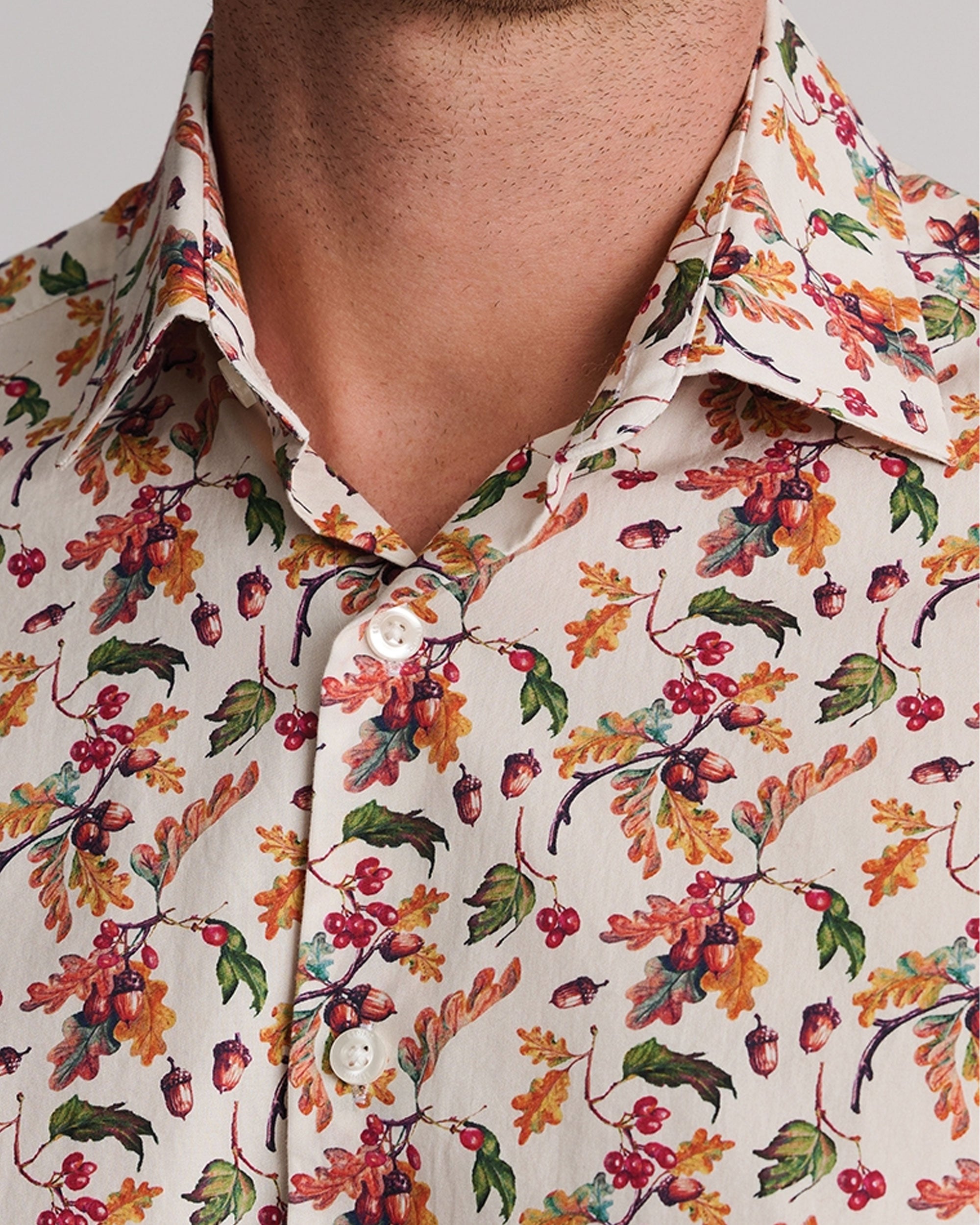 Acorn Print Cotton Shirt - Ecru