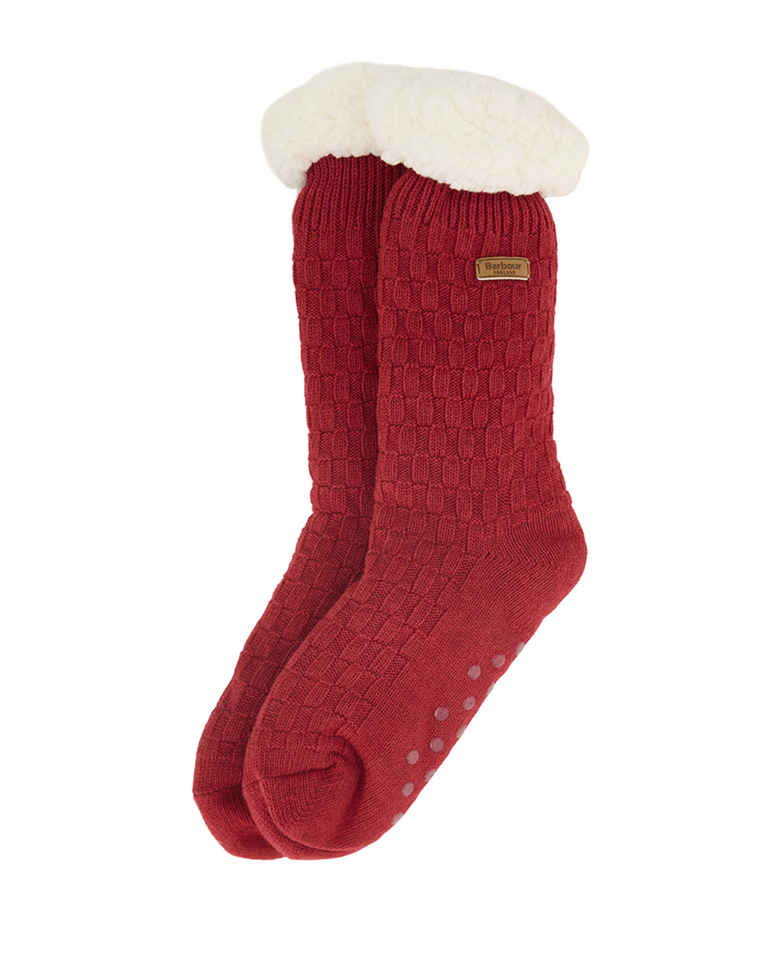 Cable Knit Lounge Socks - Red