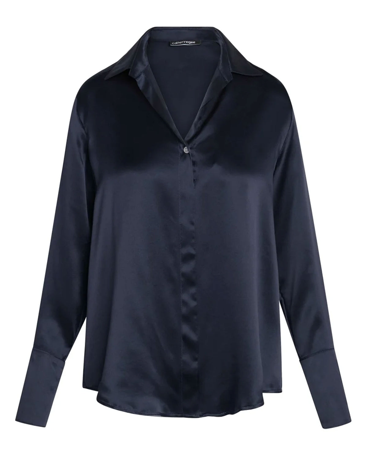 Daria French Cuff Silk Blouse - Midnight Navy