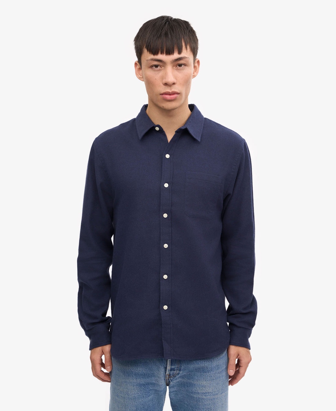 Organic Flannel Shirt - Navy Blue