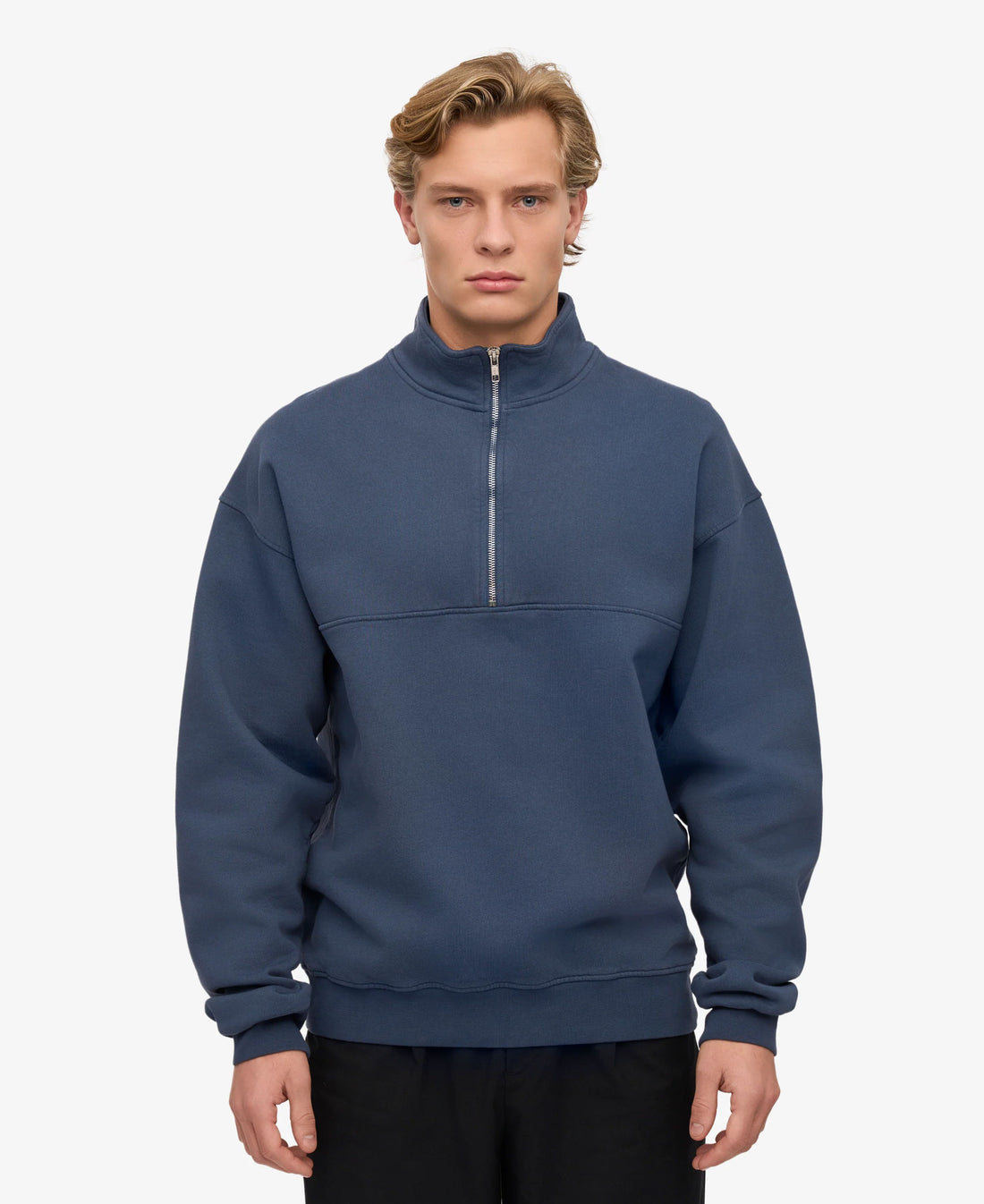 Organic Quarter Zip - Petrol Blue