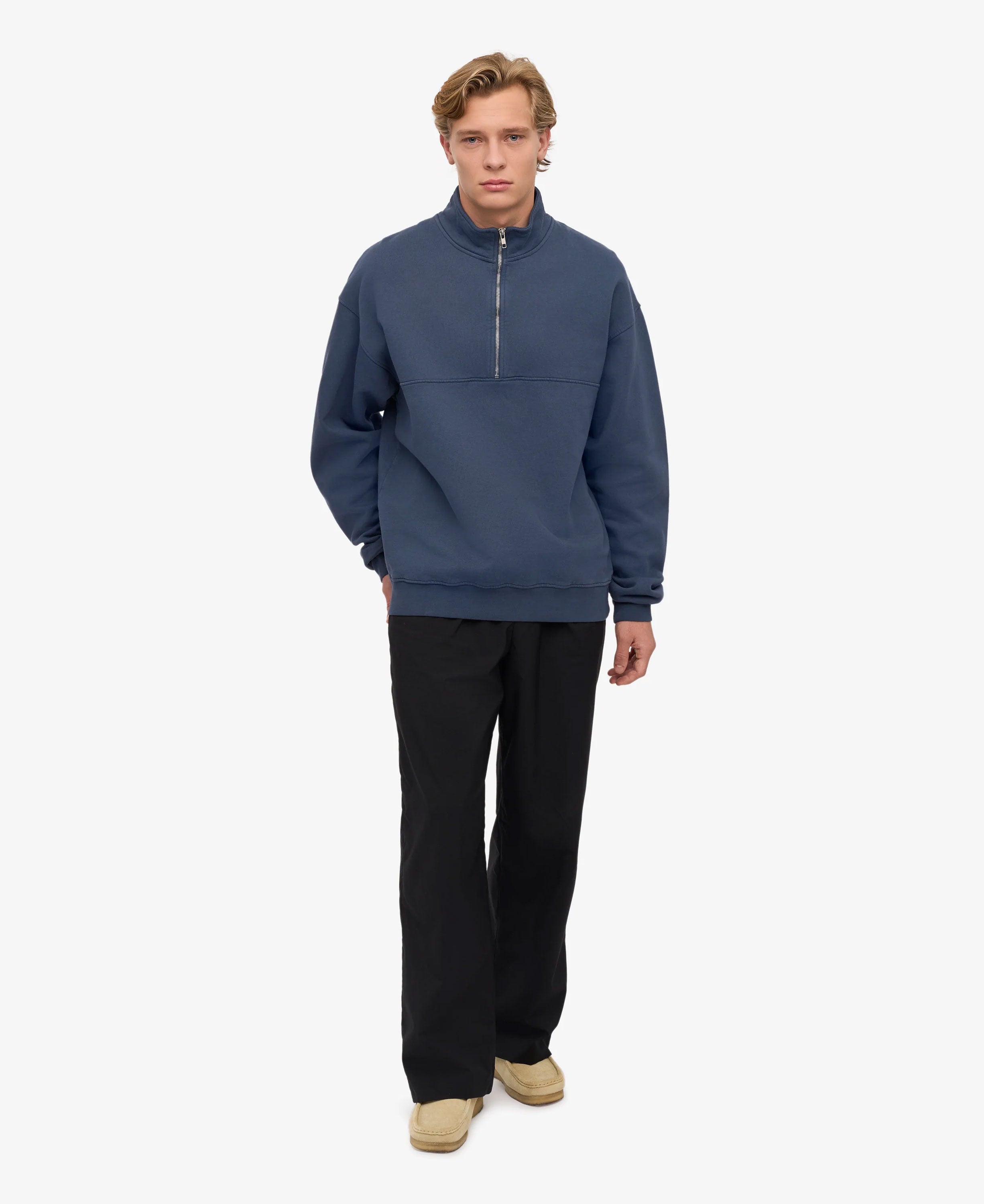 Organic Quarter Zip - Petrol Blue
