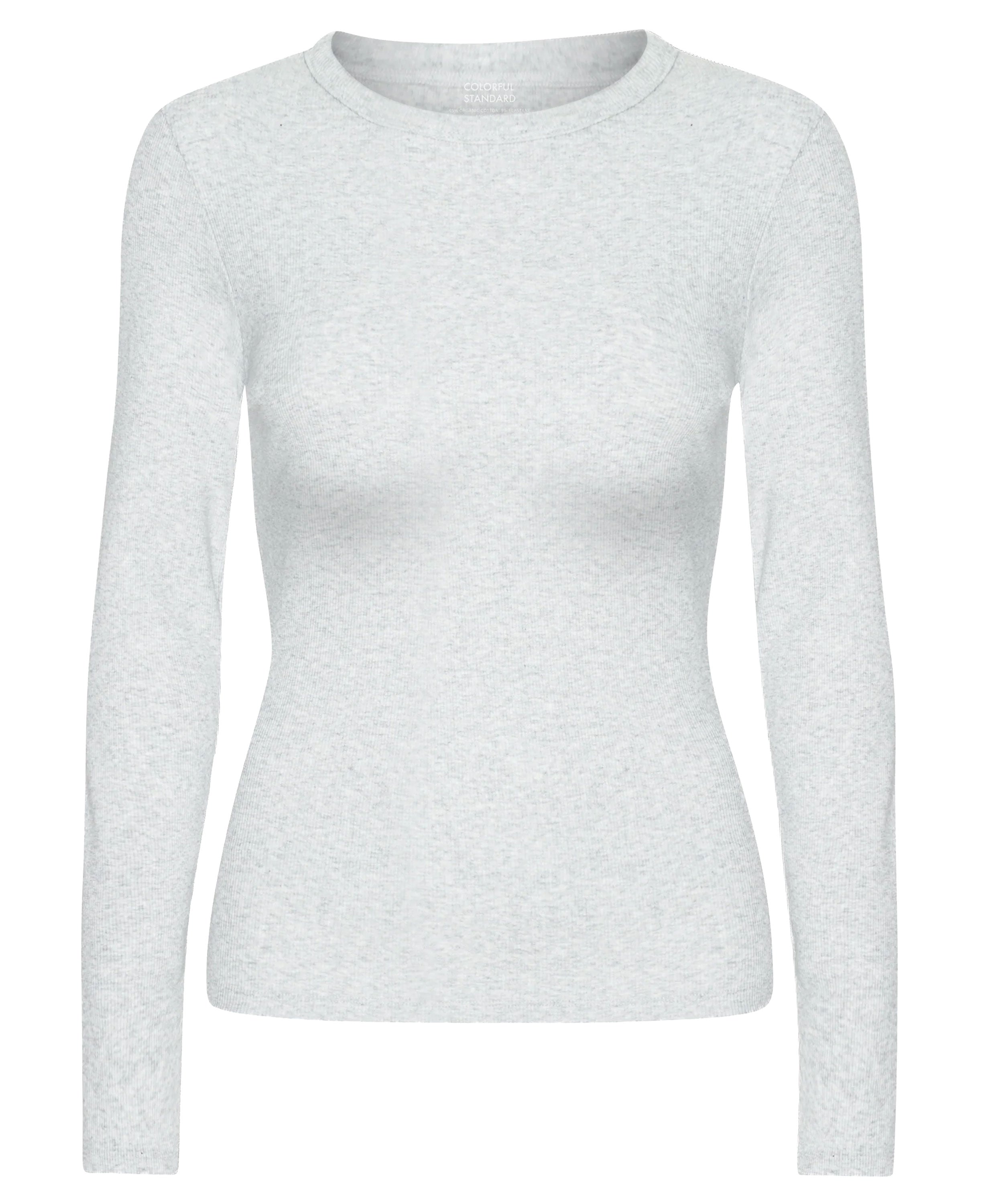 Organic Rib Long Sleeve T-Shirt - Snow Melange