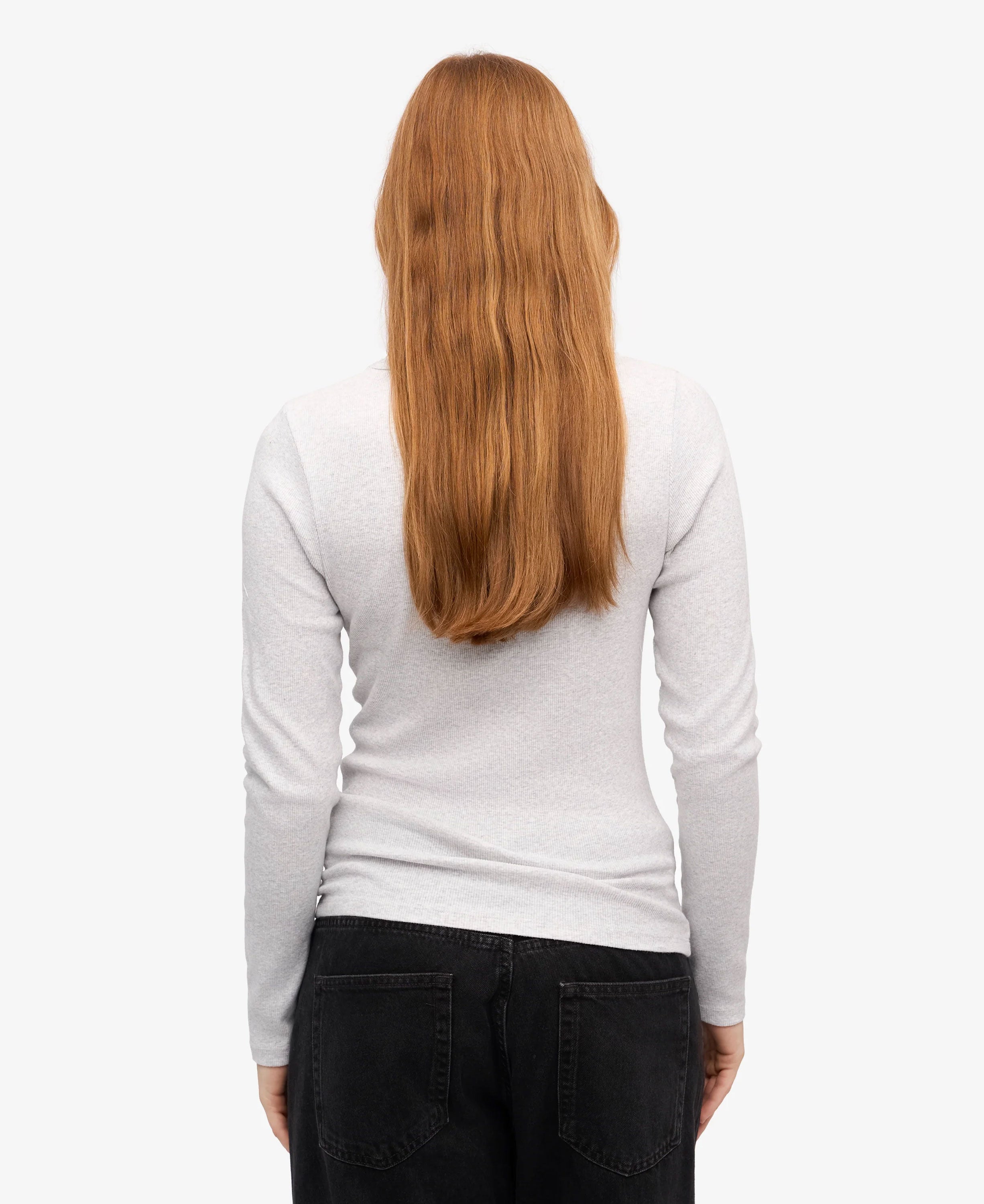 Organic Rib Long Sleeve T-Shirt - Snow Melange
