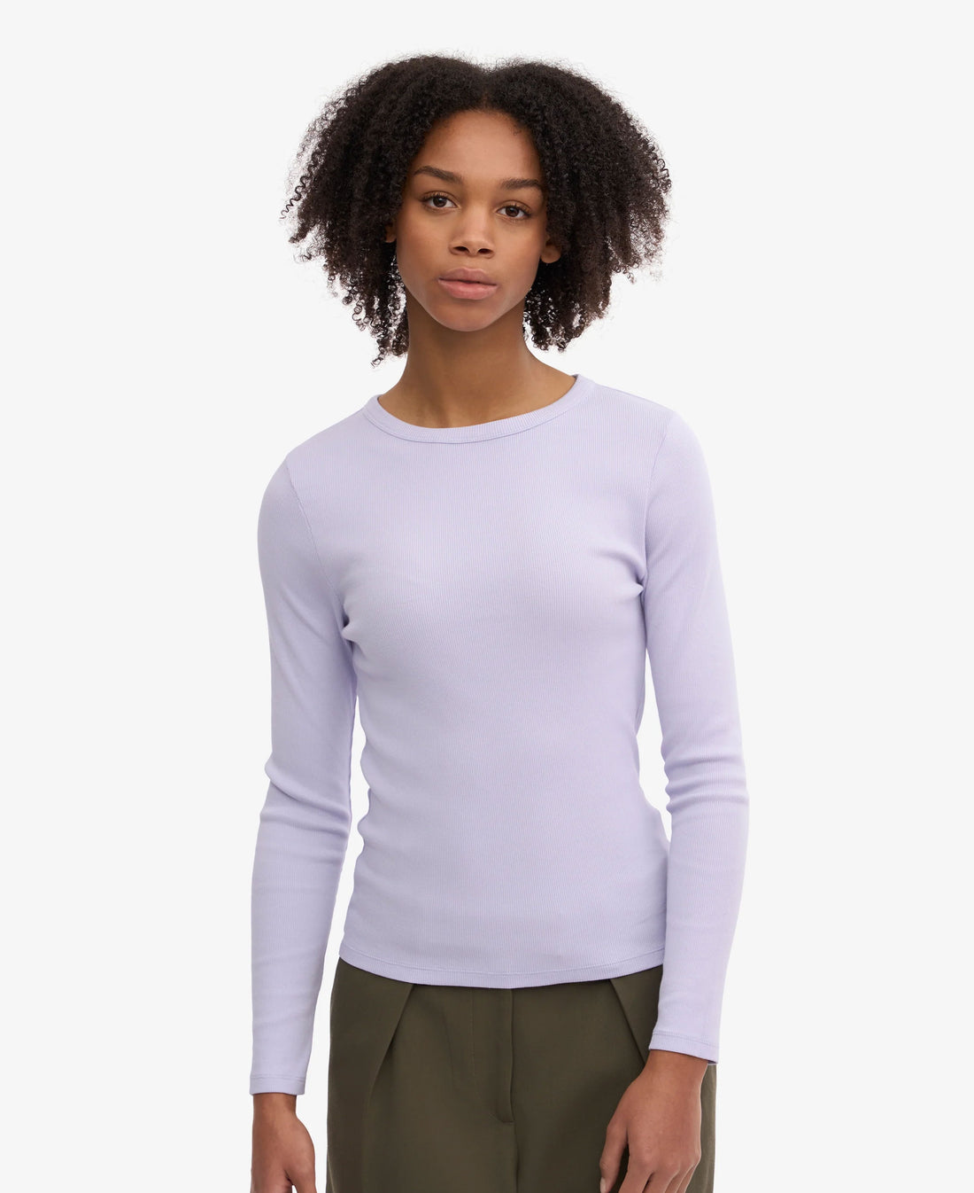 Organic Rib Long Sleeve T-Shirt - Soft Lavender