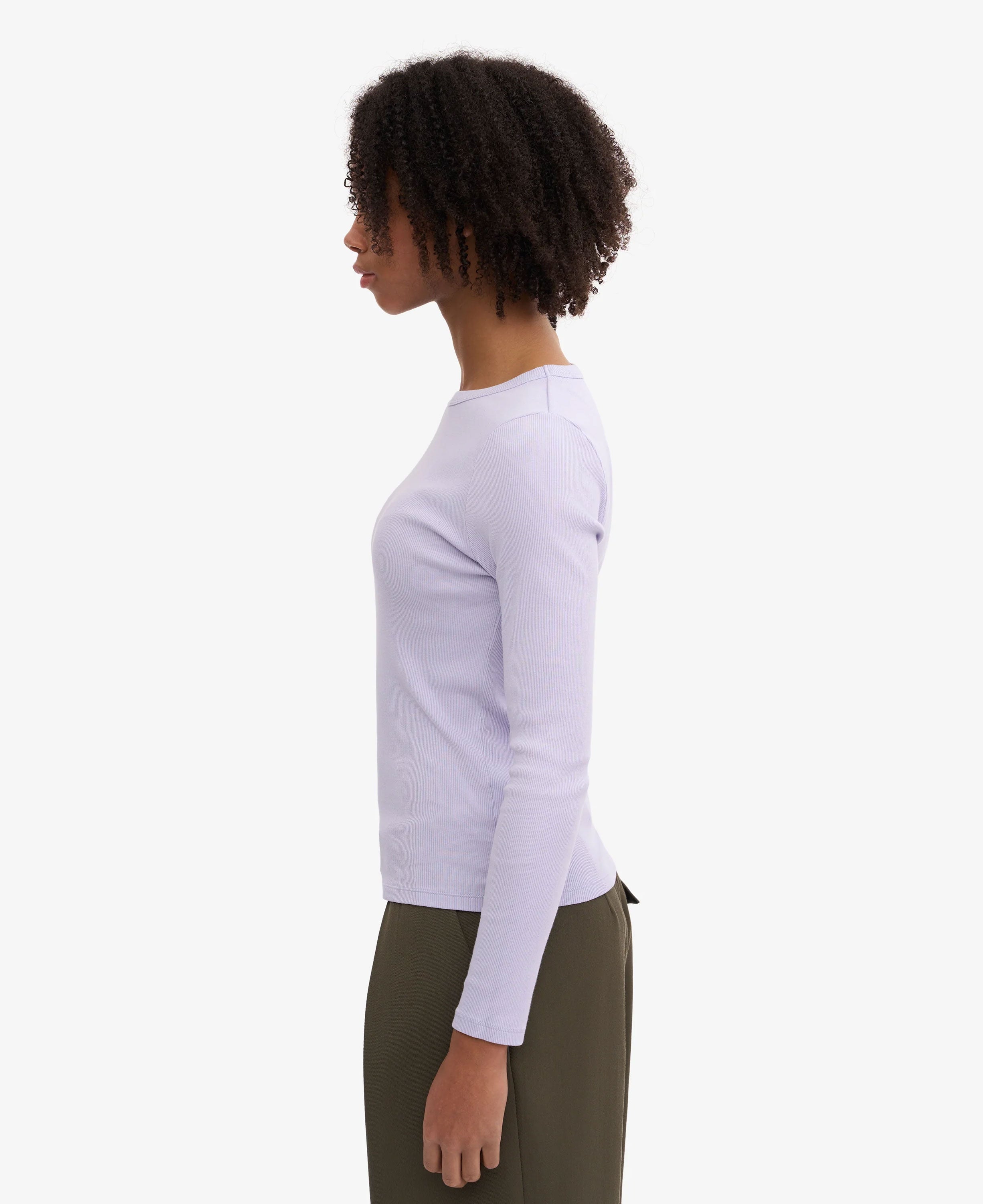 Organic Rib Long Sleeve T-Shirt - Soft Lavender