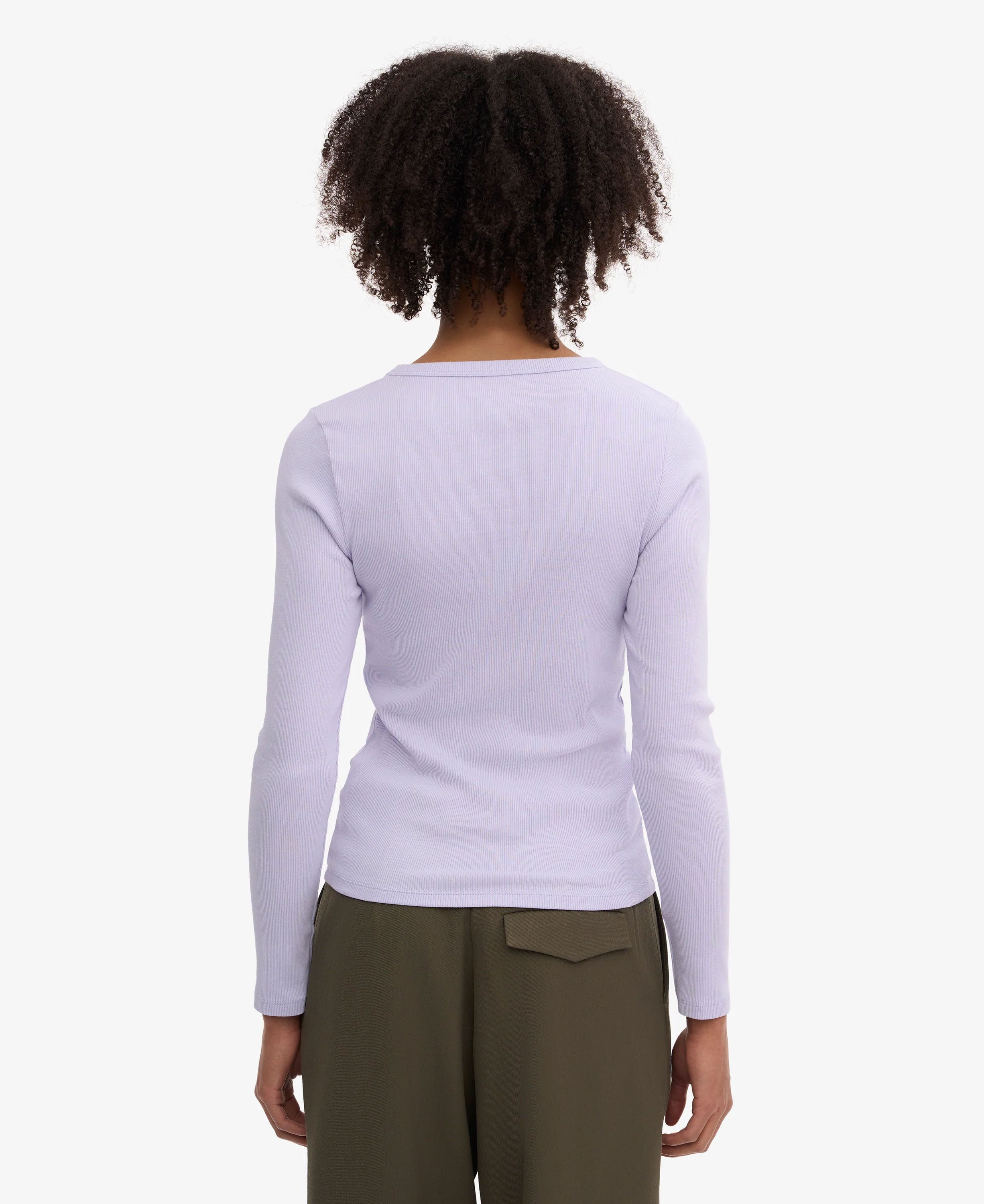 Organic Rib Long Sleeve T-Shirt - Soft Lavender