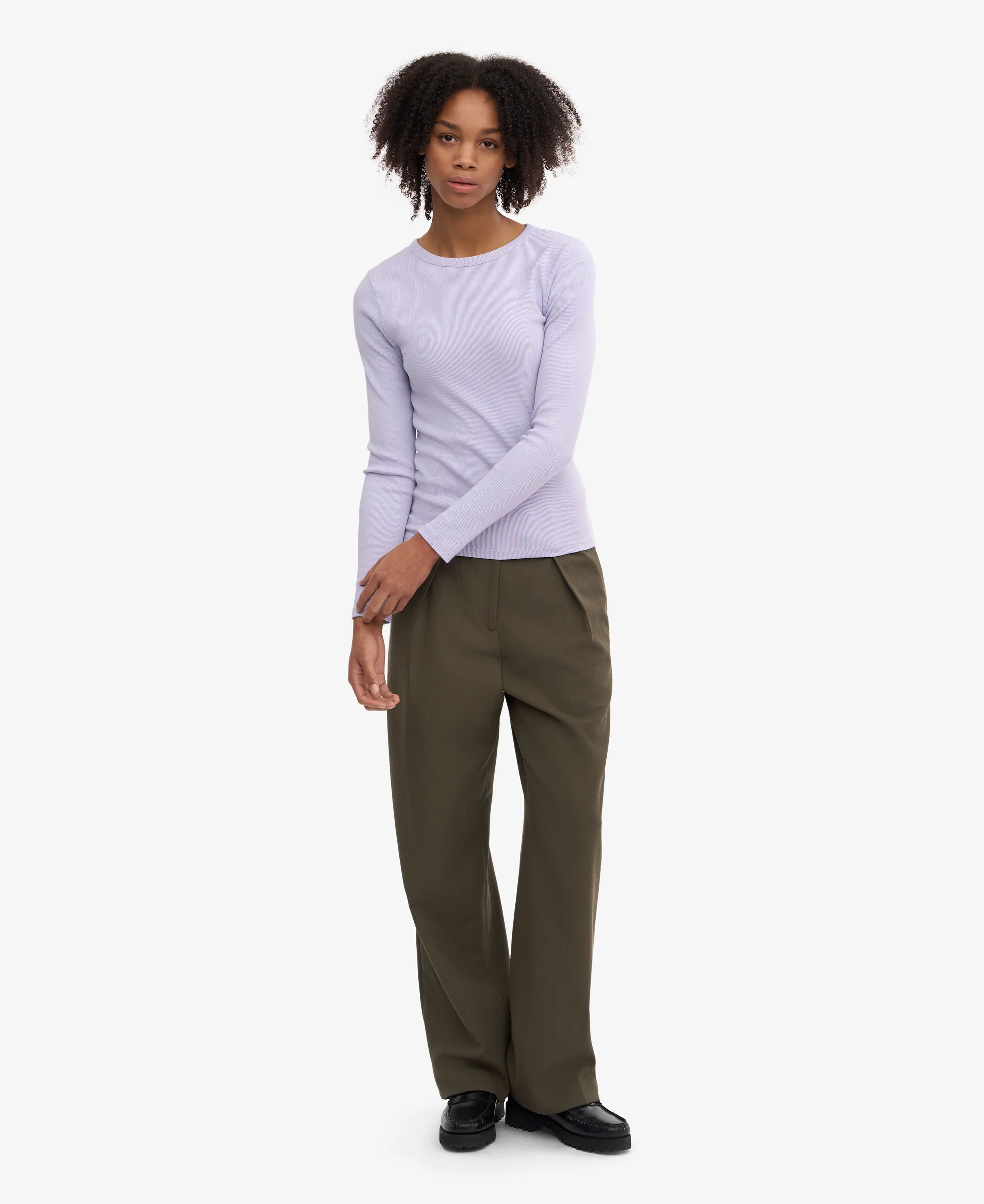 Organic Rib Long Sleeve T-Shirt - Soft Lavender