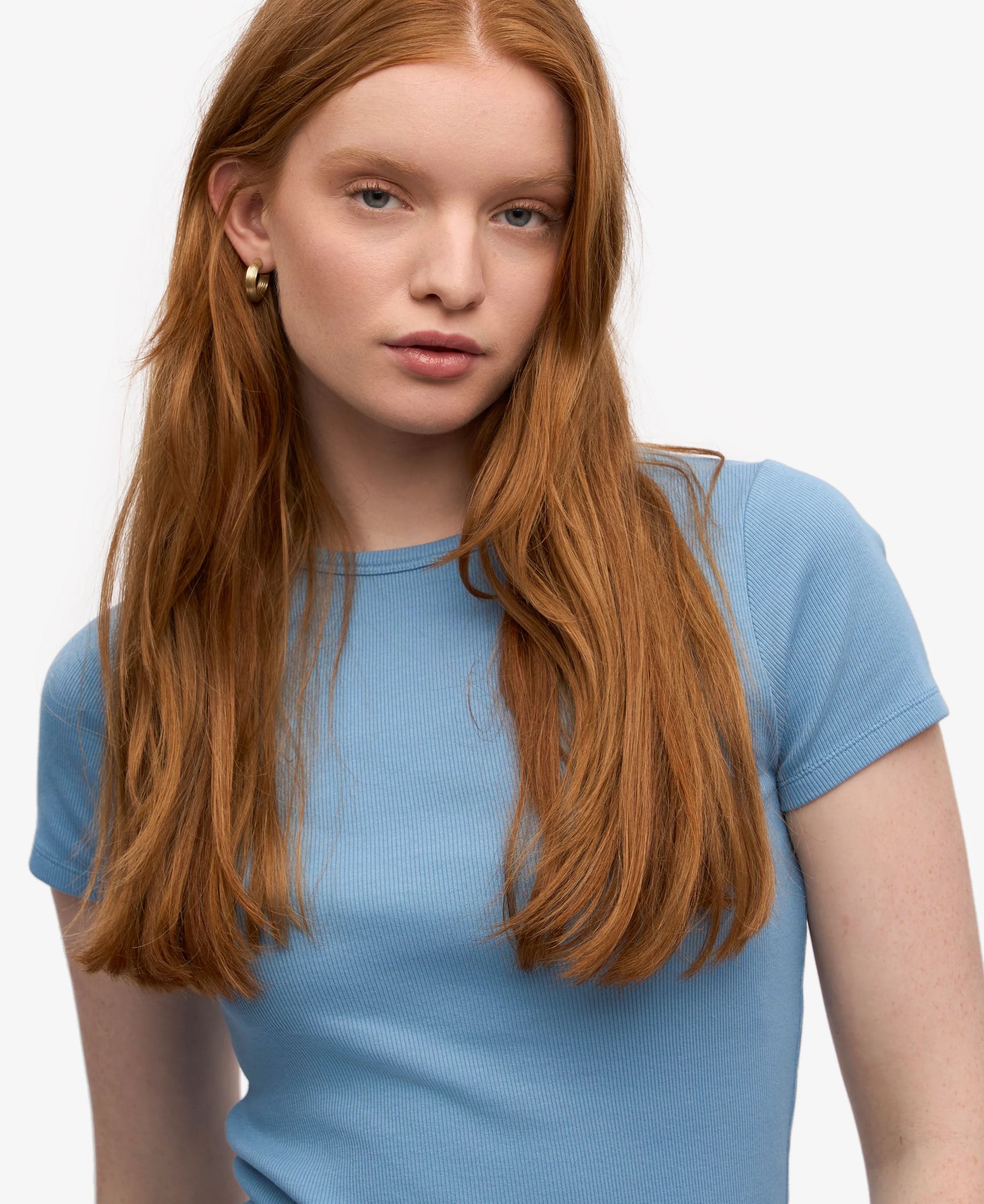 Organic Rib Short Sleeve T-Shirt - Seaside Blue