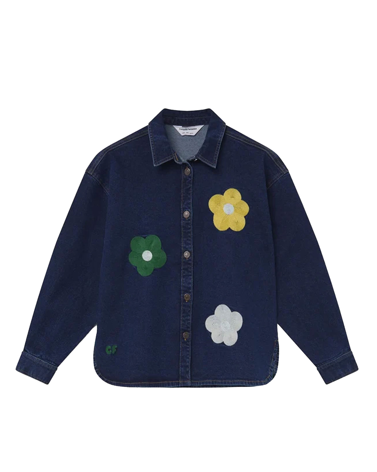 Applique Flower Shirt - Navy Blue