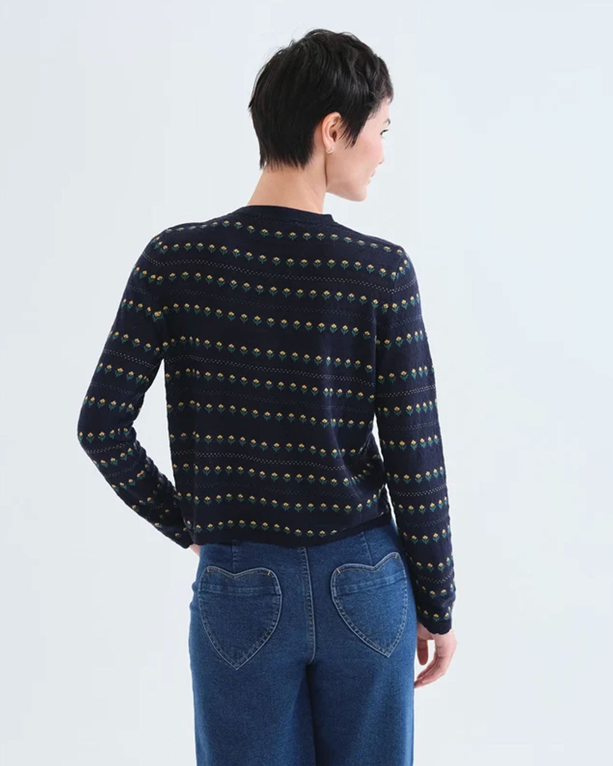 Stripe Cardigan - Flowers 12