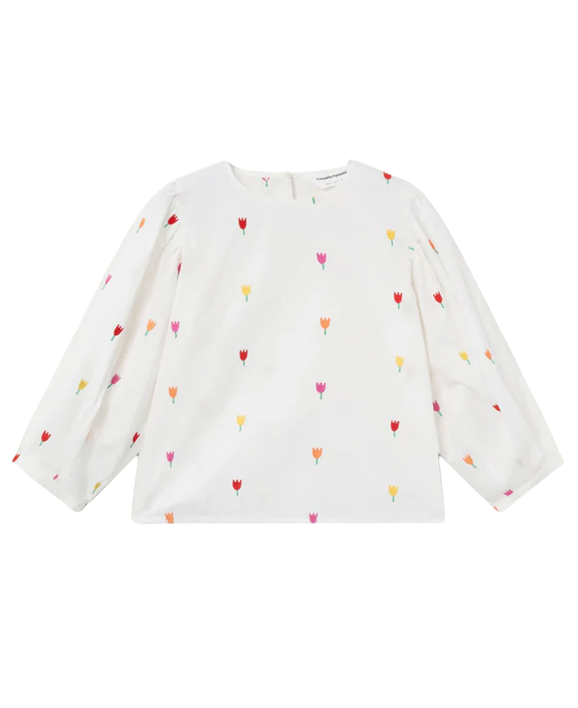 Multi Tulip Cotton Top - Ecru