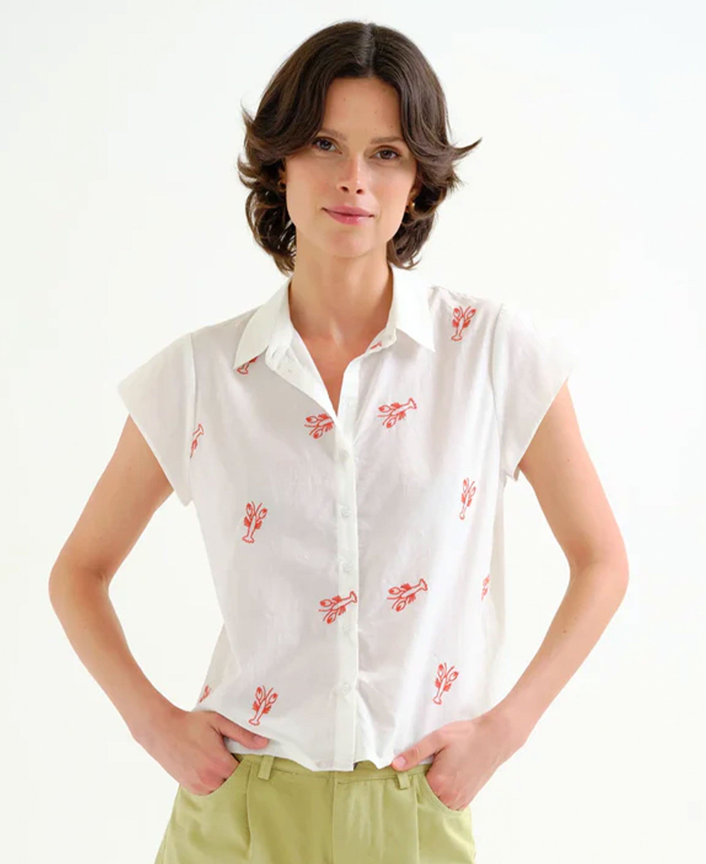 Red Lobster Cotton Shirt - Ecru