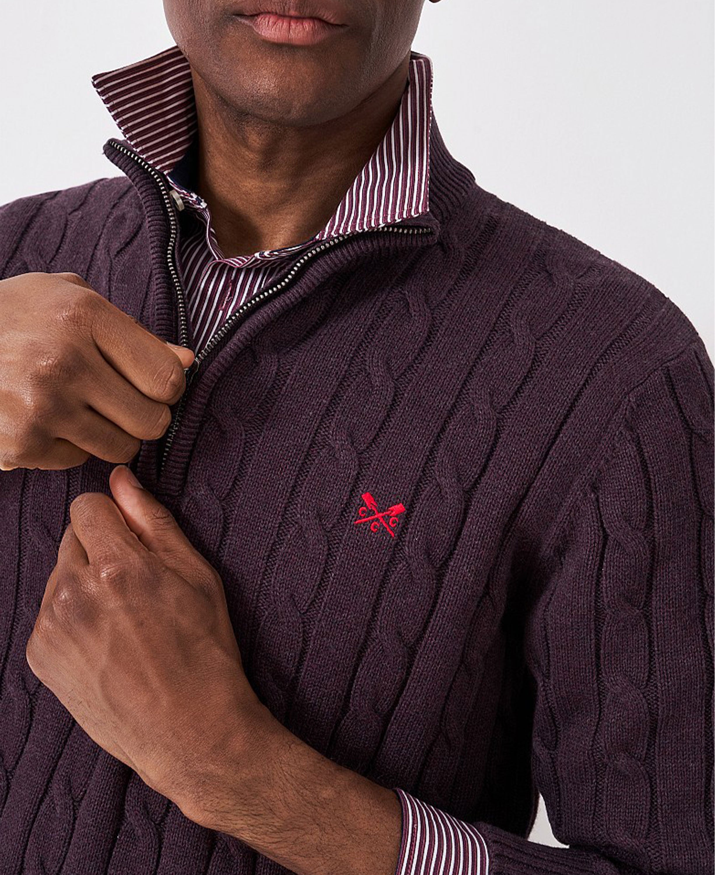 Oarsman Cable 1/2 Zip - Mahogony