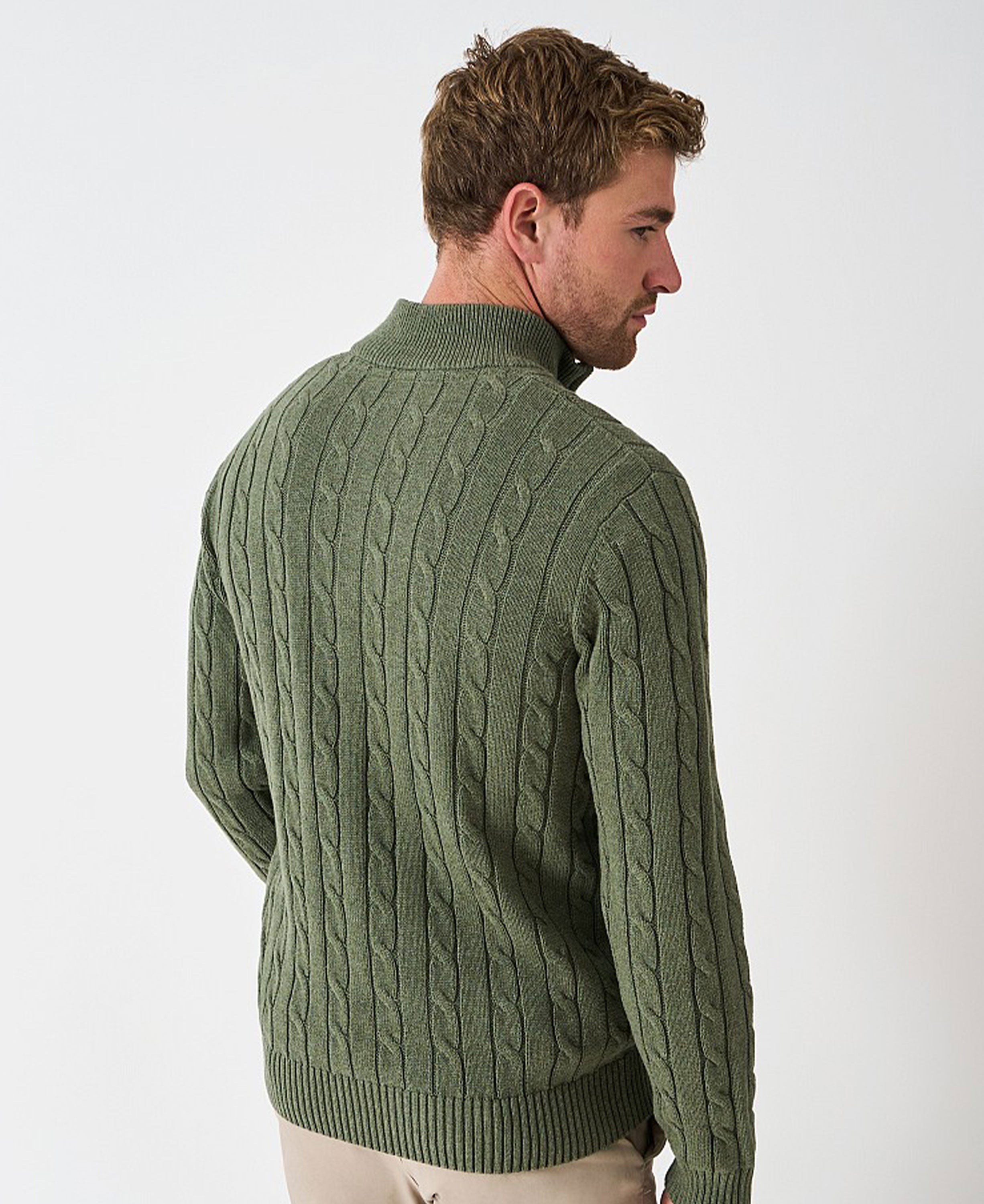 Oarsman Cable 1/2 Zip - Thyme