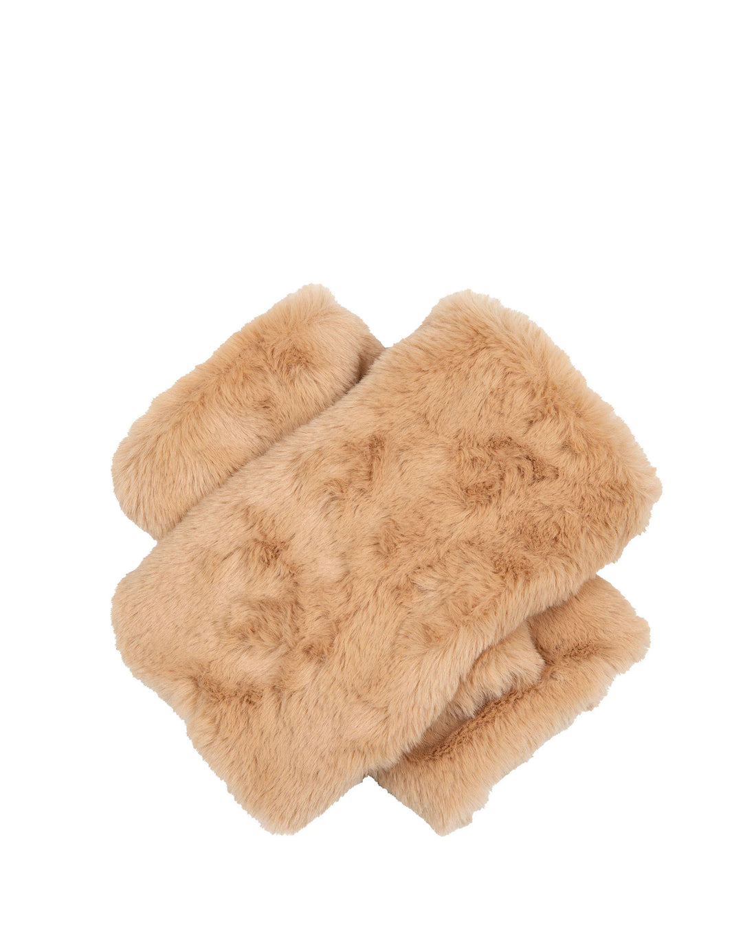 Fingerless Fur Mittens - Camel