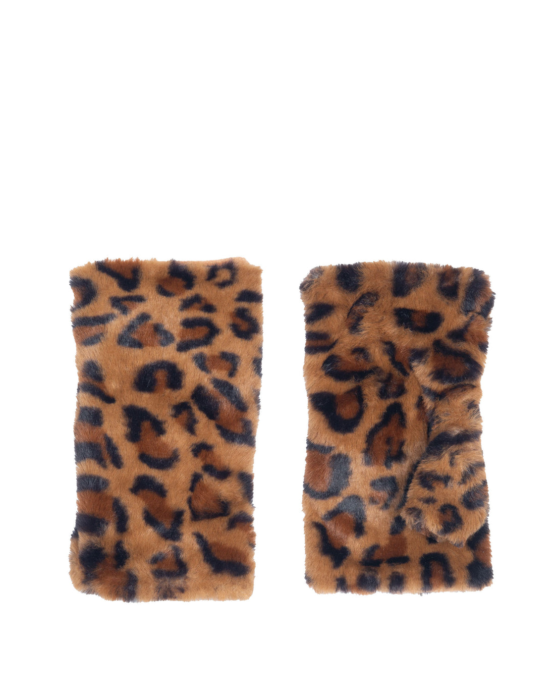 Fingerless Fur Mittens - Tan Animal