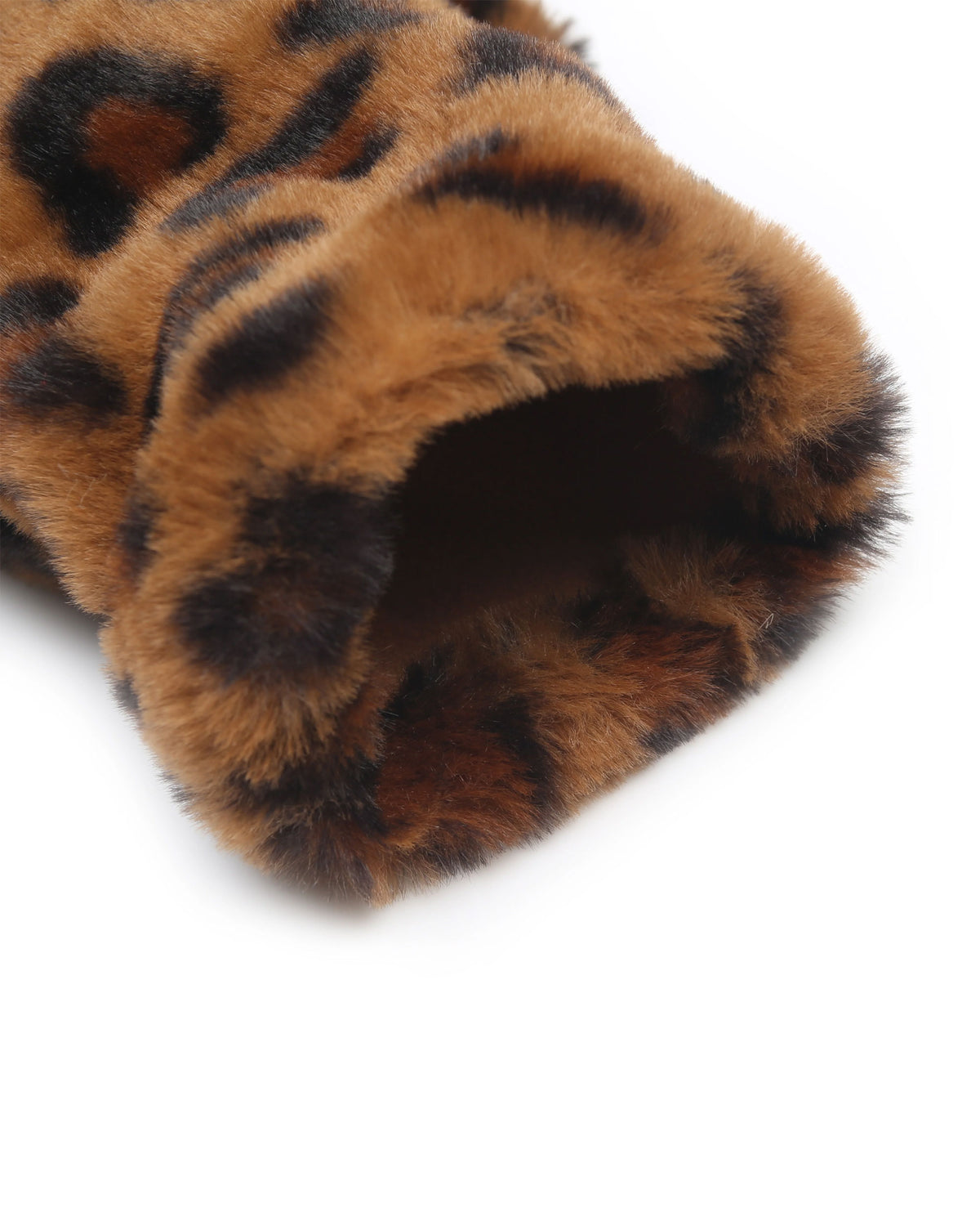 Fingerless Fur Mittens - Tan Animal
