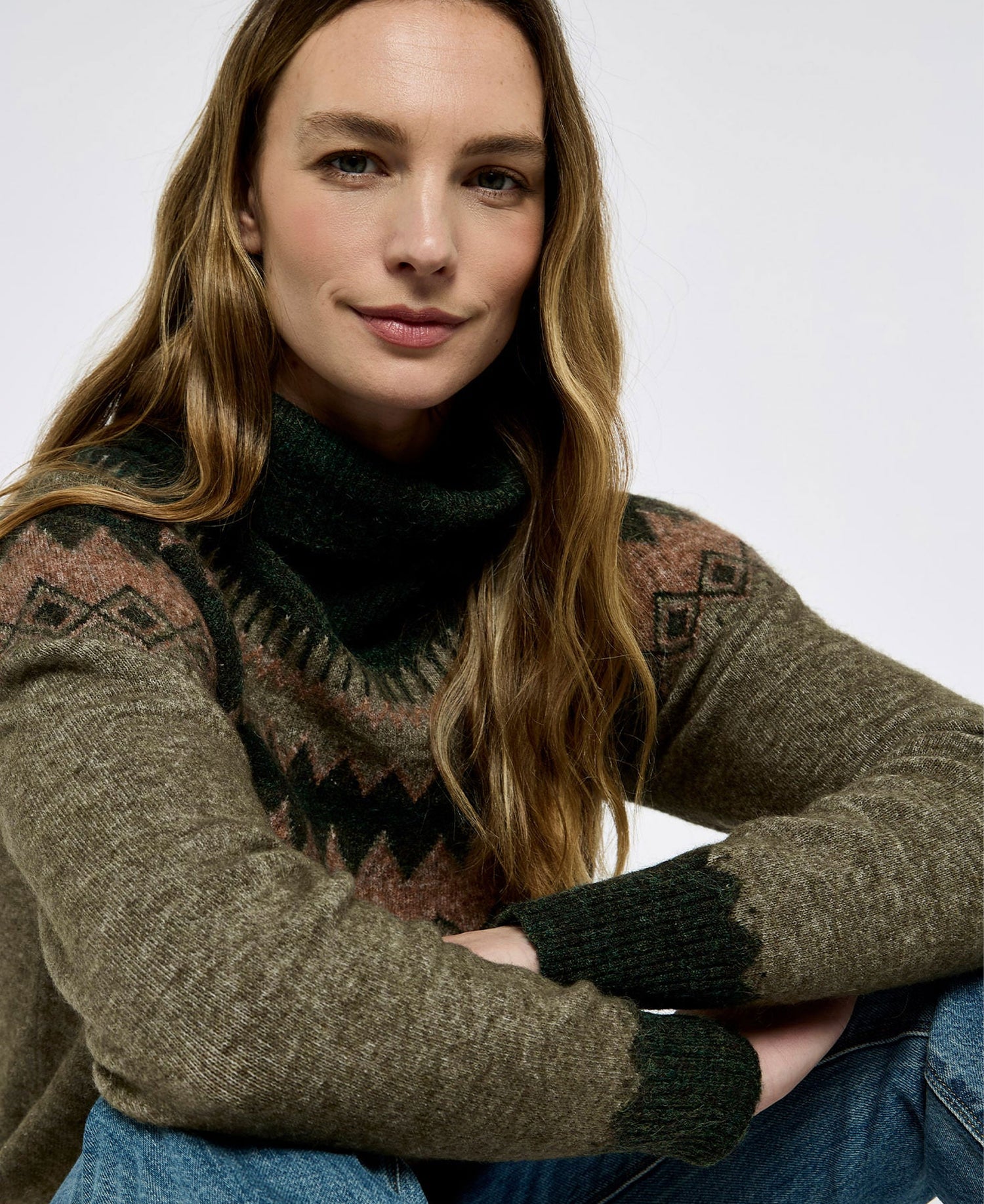 Devlin Fair Isle Sweater- Olive Multi