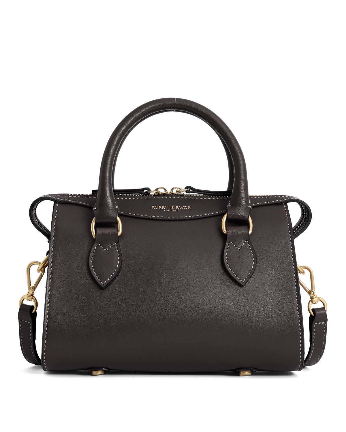 Mini Kew Top Handle Bag - Mahogany Leather