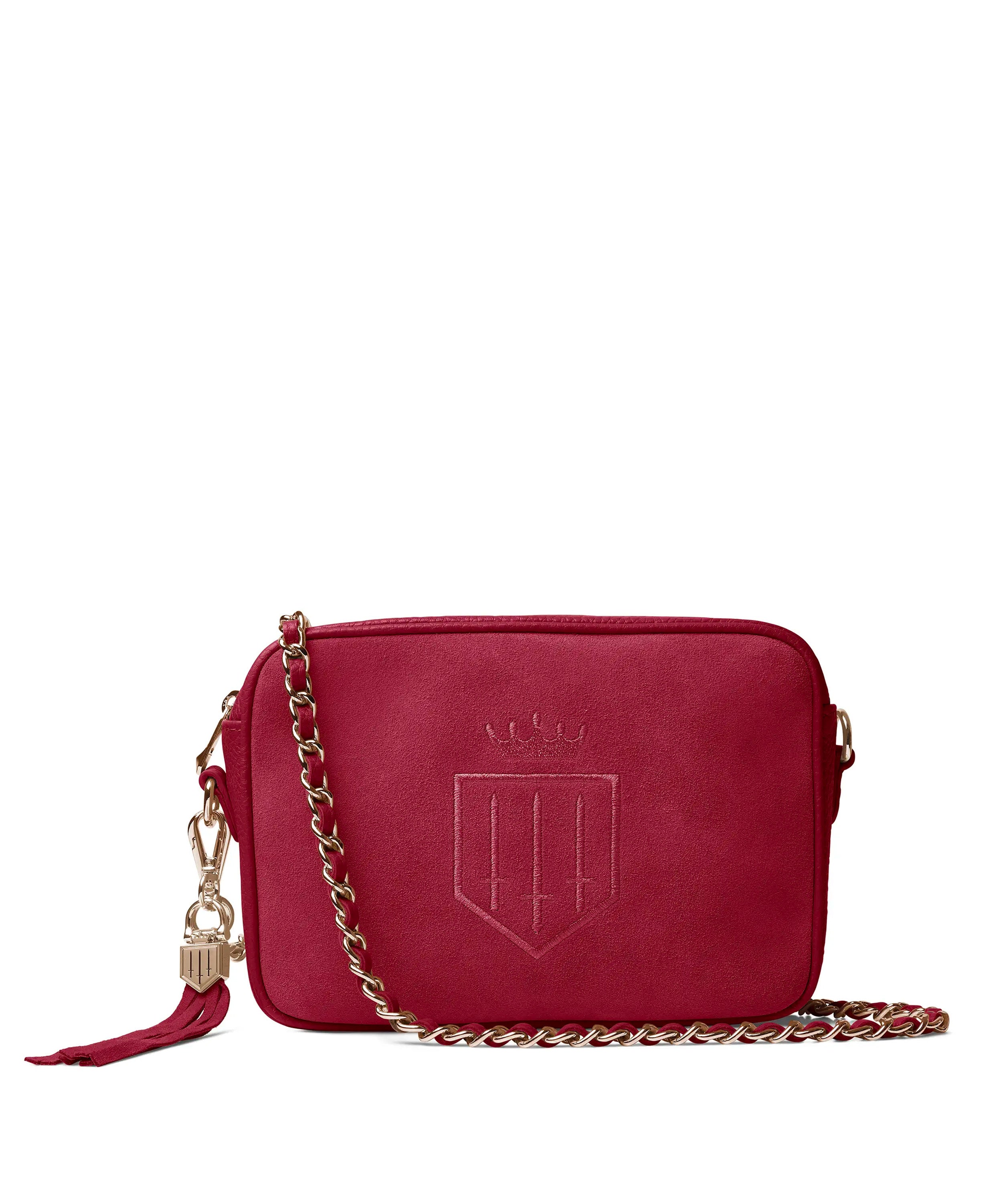 Finsbury Cross Body Bag - Cherry Suede