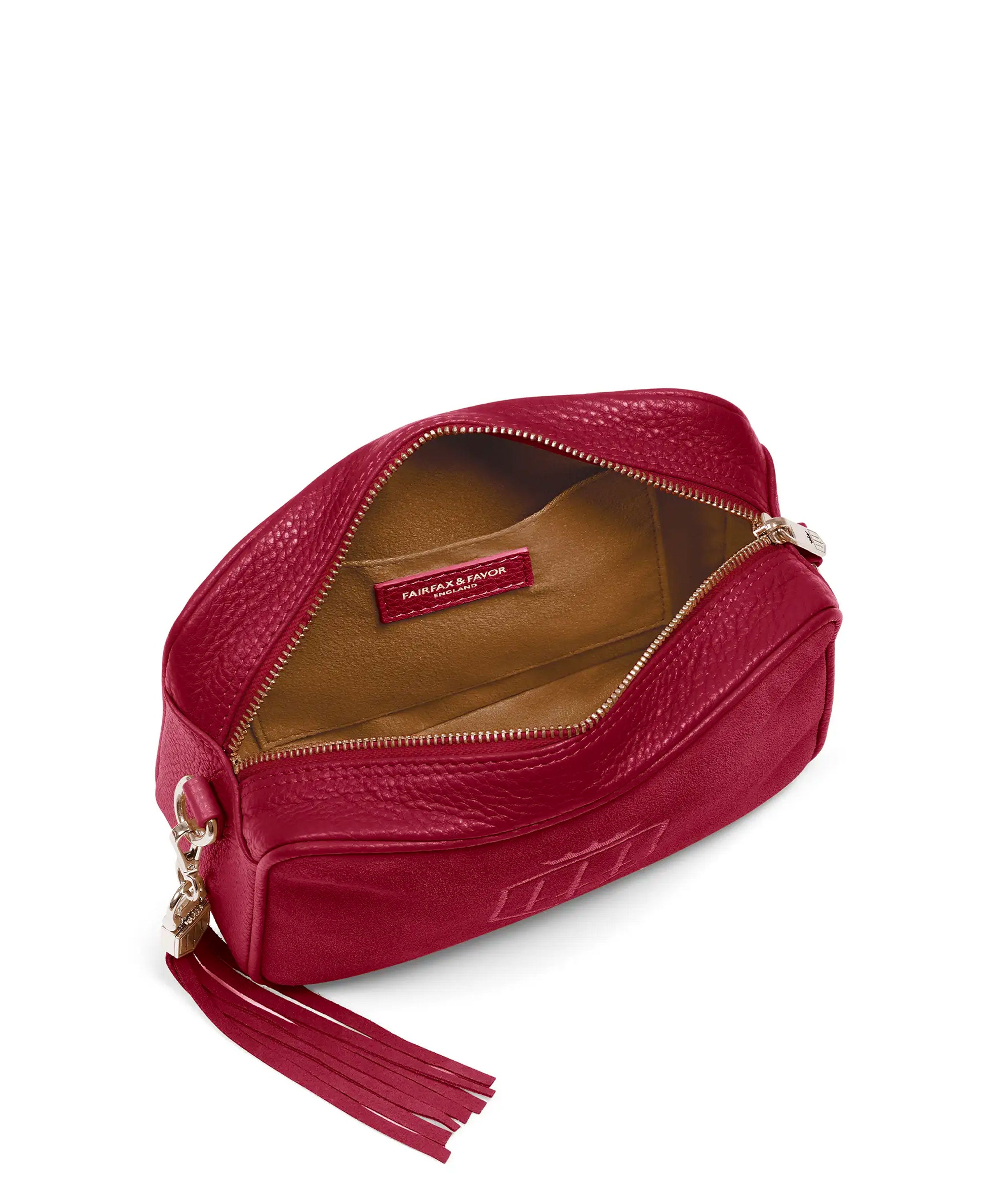 Finsbury Cross Body Bag - Cherry Suede