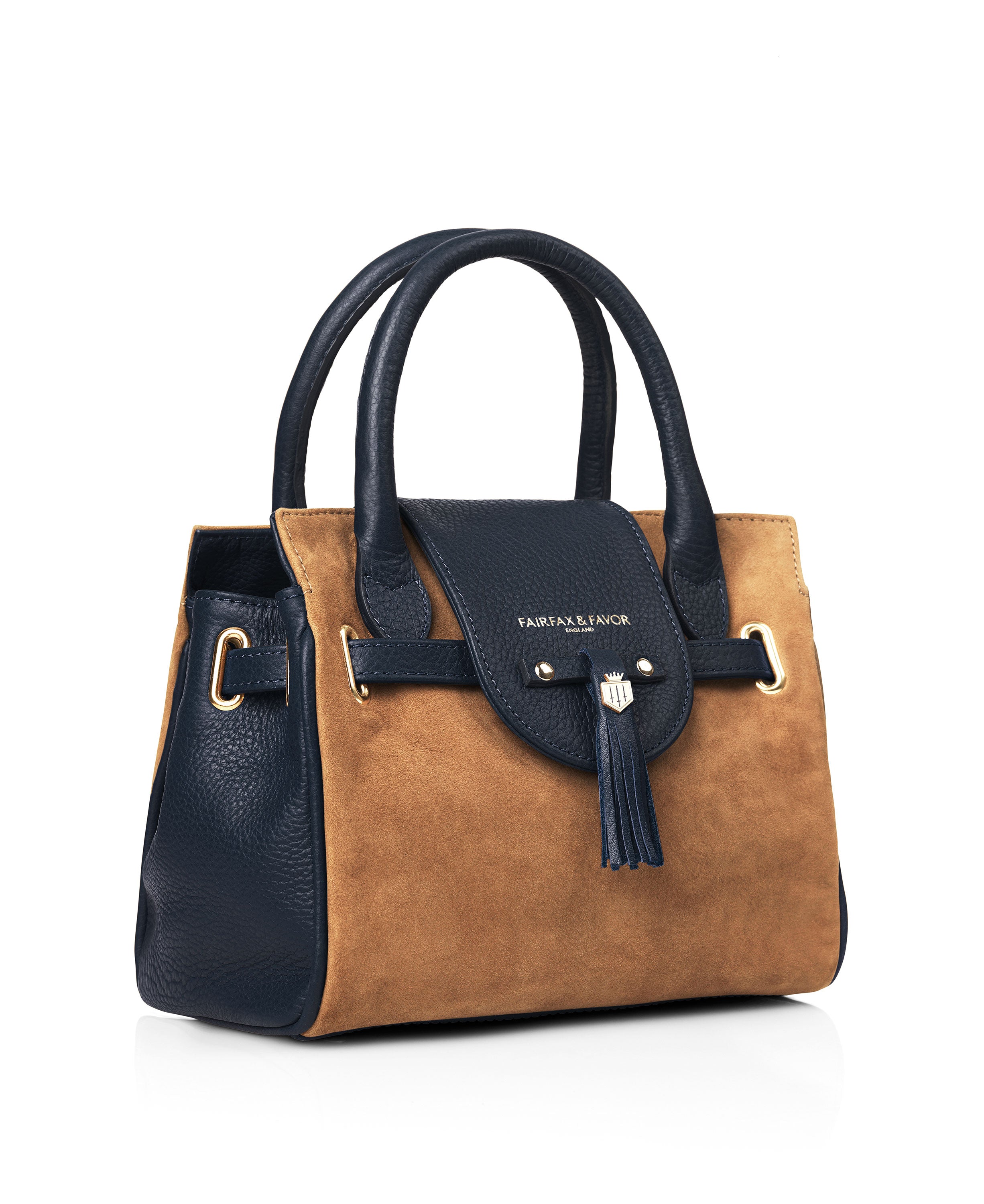 Mini Windsor Handbag - Tan/Navy