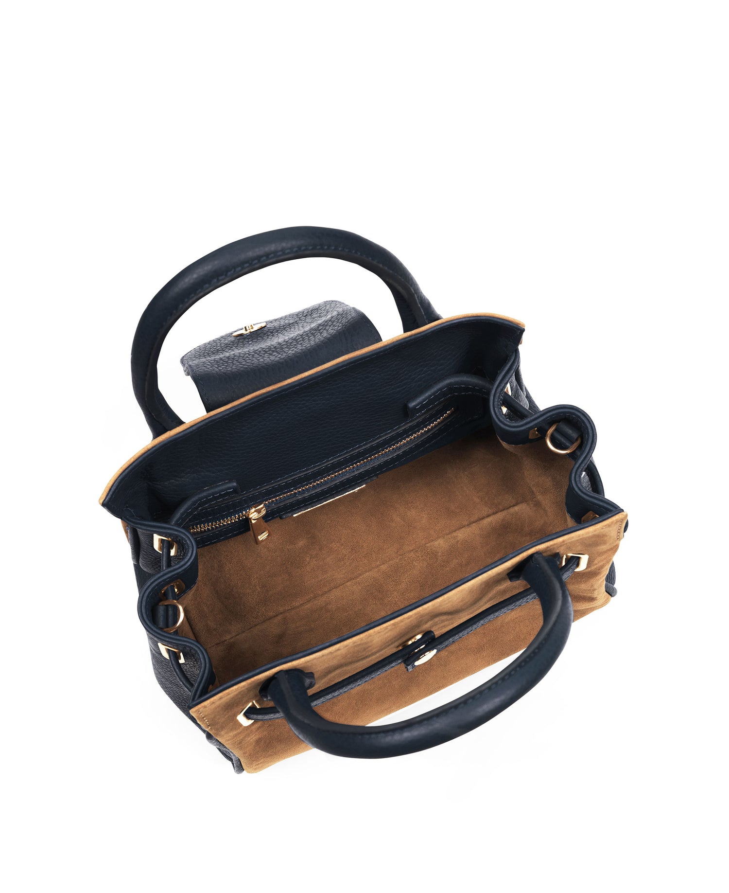 Mini Windsor Handbag - Tan/Navy