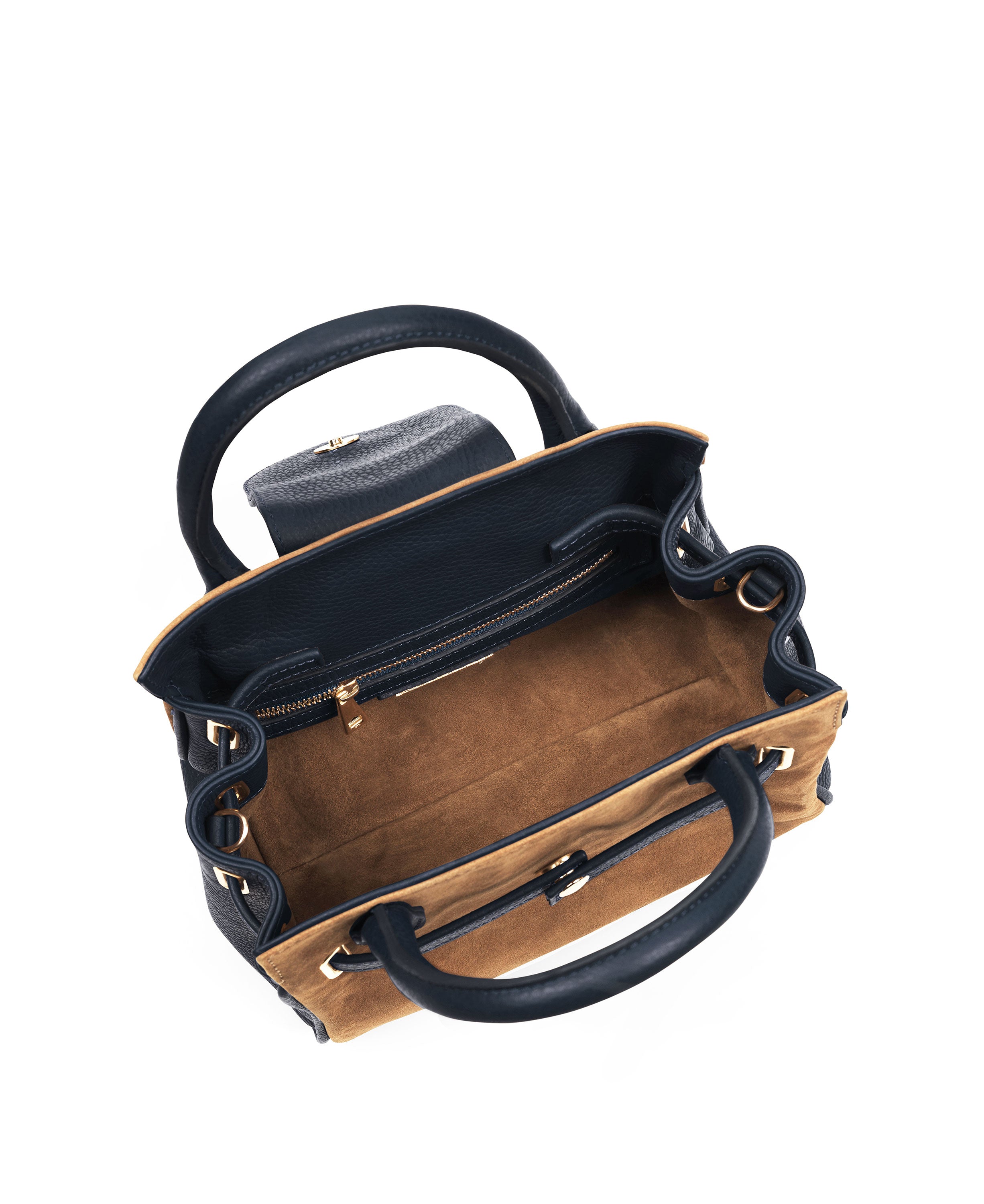 Mini Windsor Handbag - Tan/Navy
