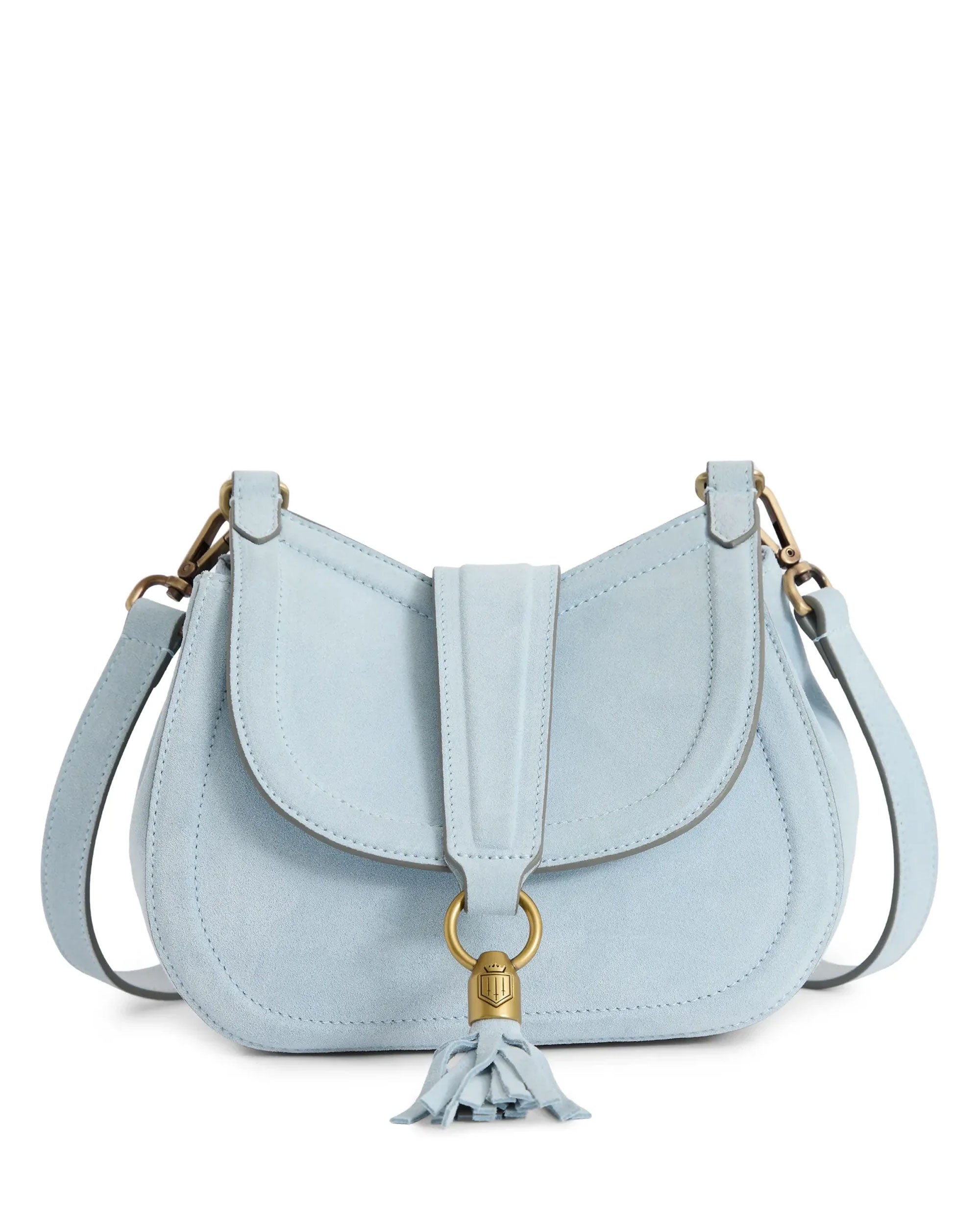 Langham Messenger Bag Suede - Sky Blue