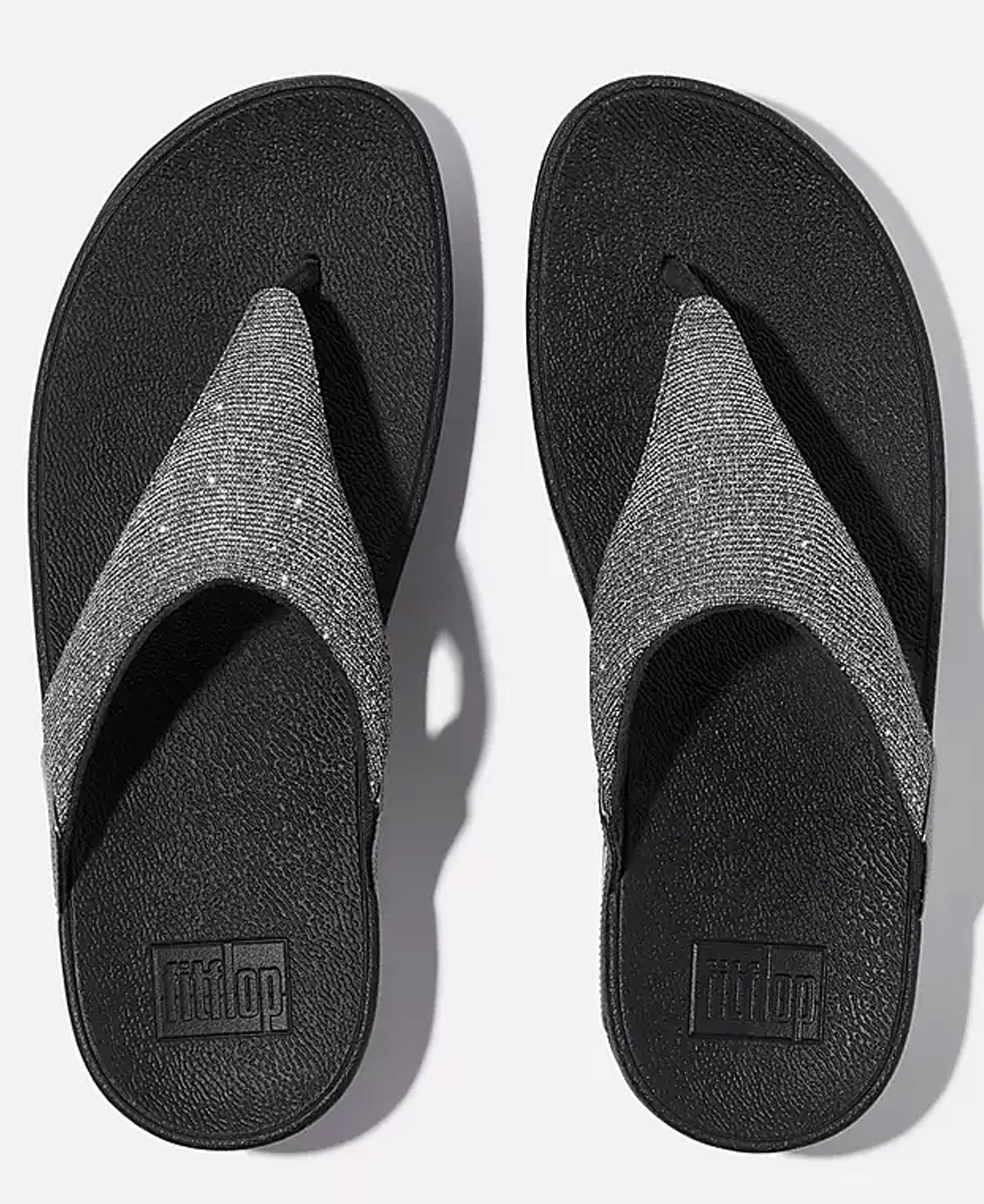 Lulu Shimmerlux Toe-Post Sandals - Pewter