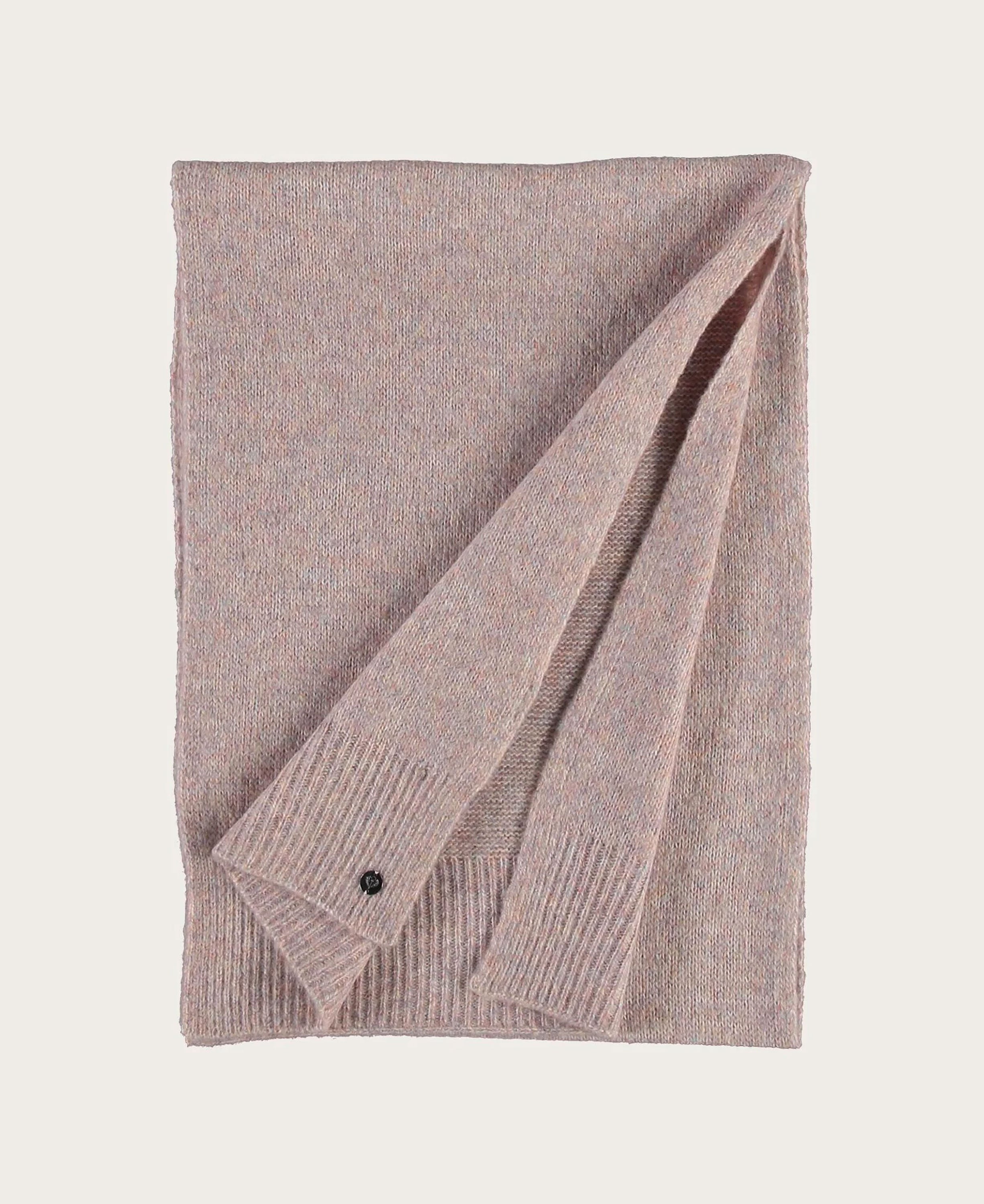 Knitted Wool Blend Scarf - Pale Rose