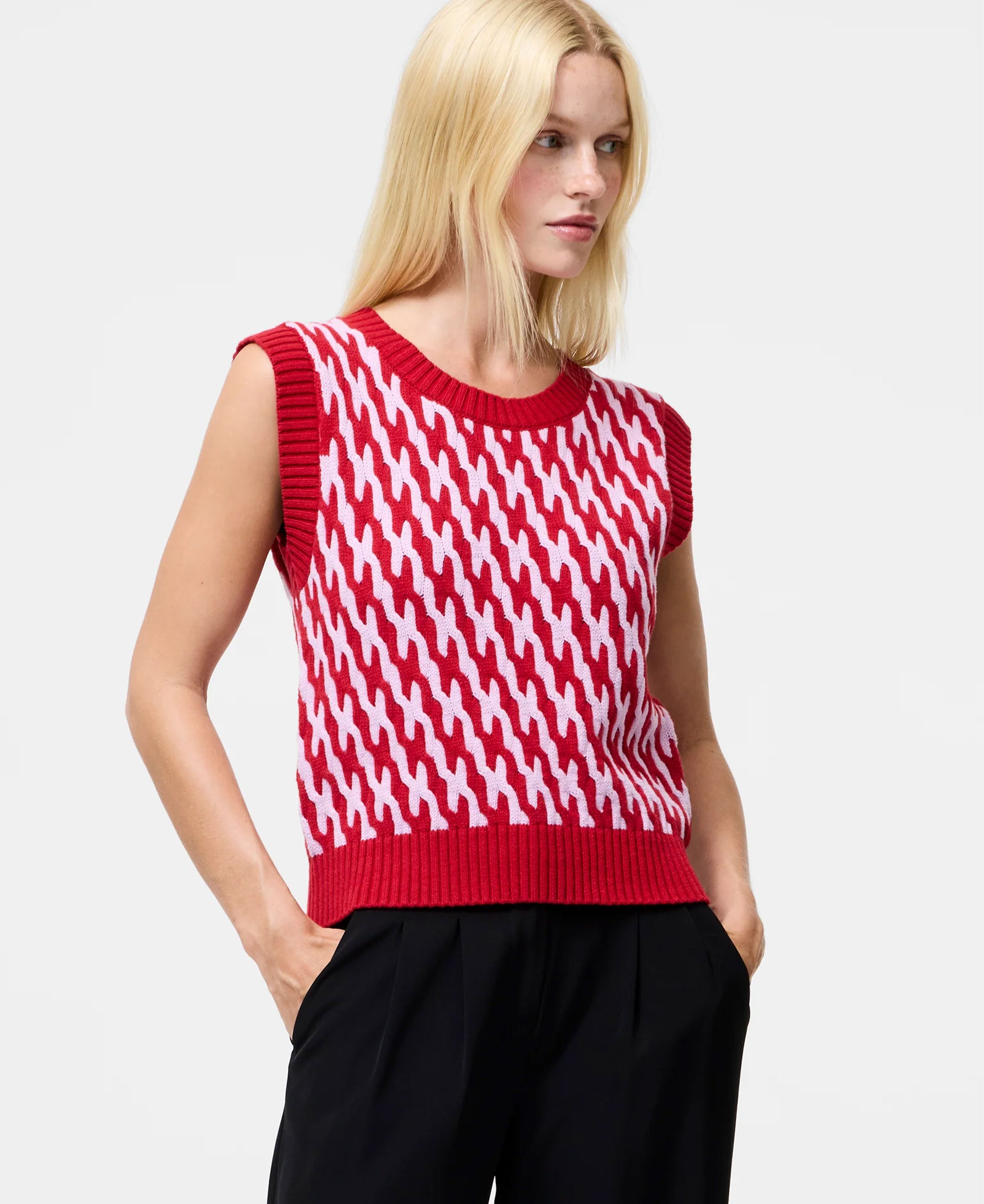 Klara Flec Abstract Striped Vest - Violet Pink/Lipstick