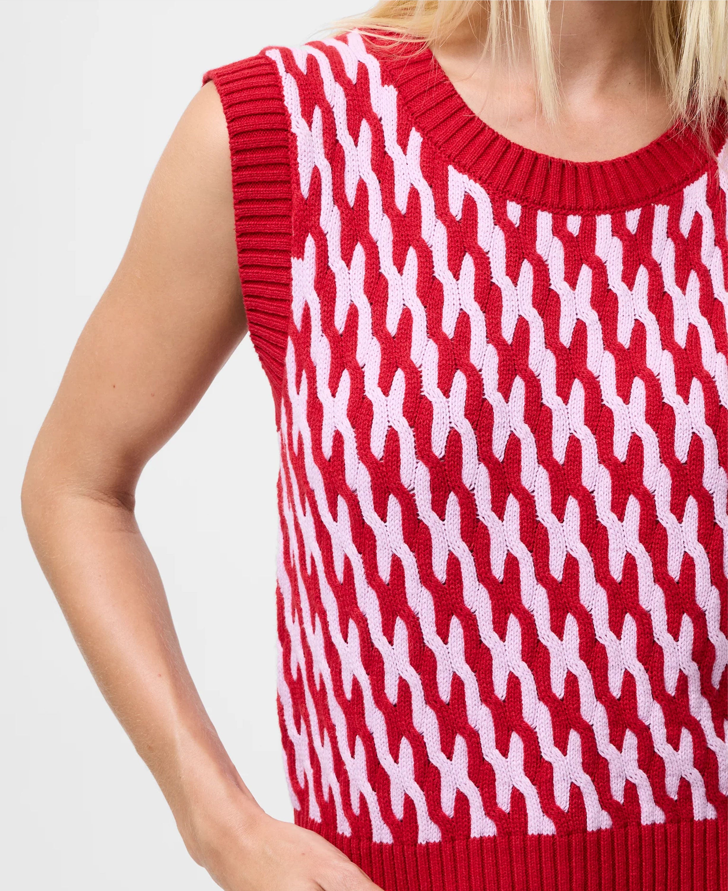 Klara Flec Abstract Striped Vest - Violet Pink/Lipstick
