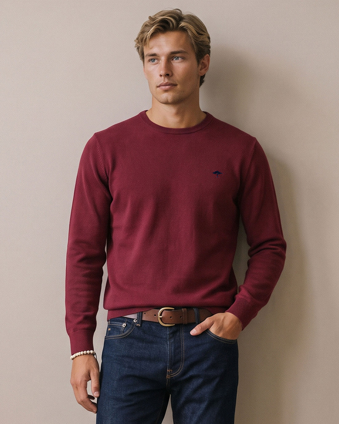 Superfine O-Neck Jumper - Brick