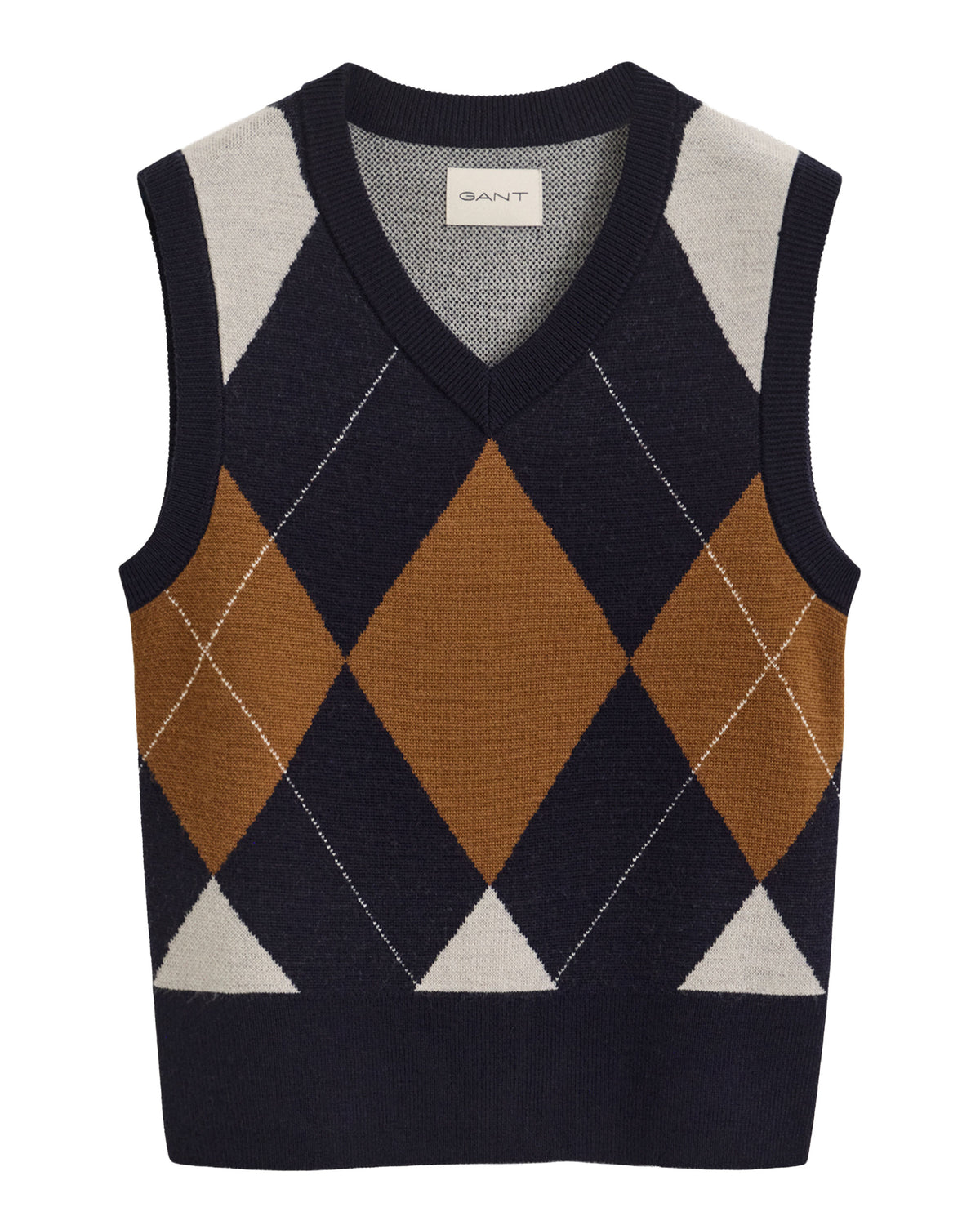 Argyle V-Neck Vest - Evening Blue