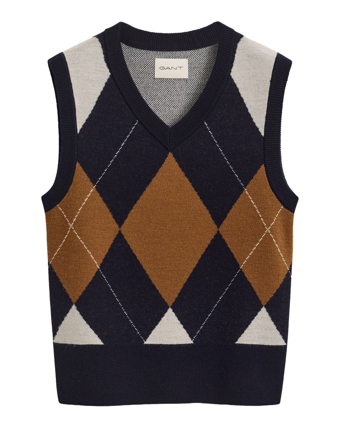 Argyle V-Neck Vest - Evening Blue