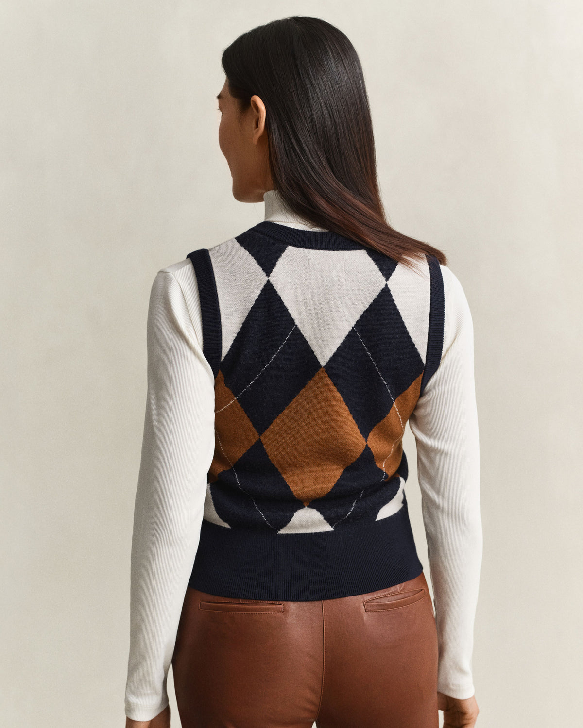 Argyle V-Neck Vest - Evening Blue