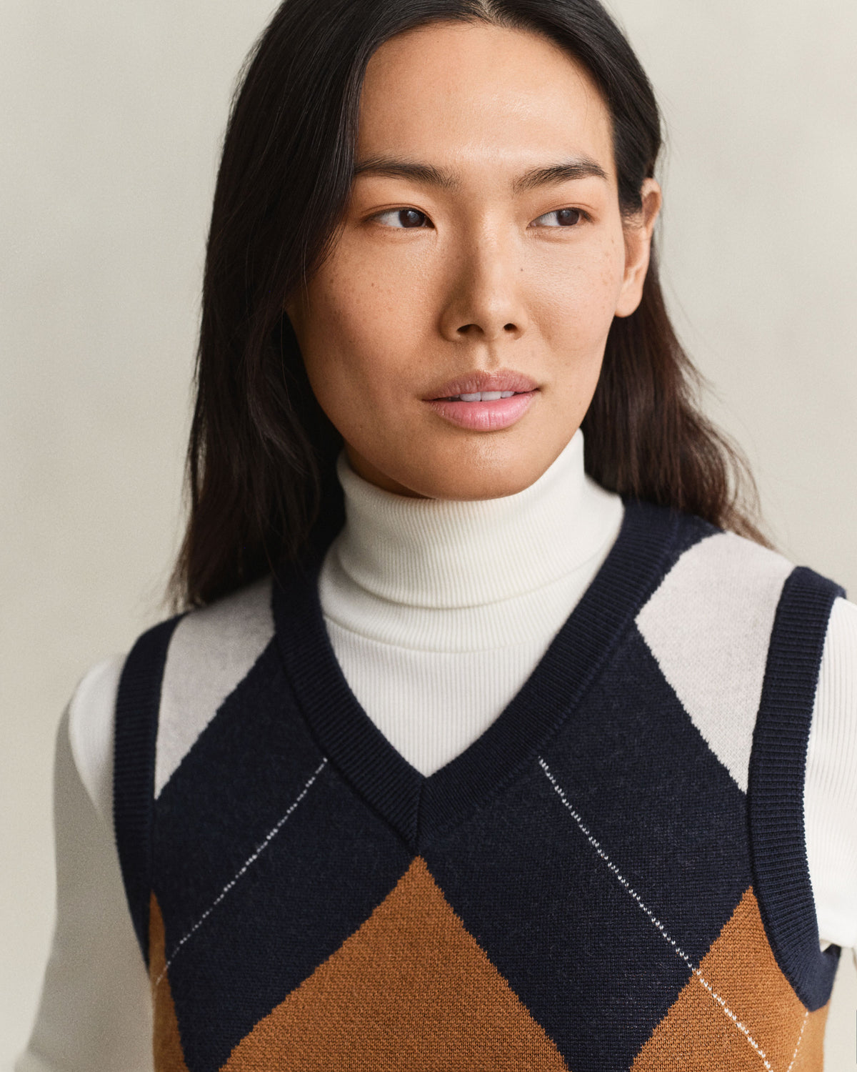 Argyle V-Neck Vest - Evening Blue