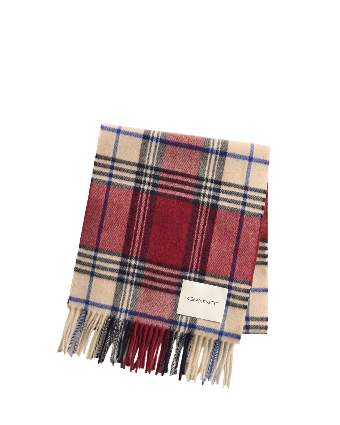 Checked Wool Scarf - Plumped Red