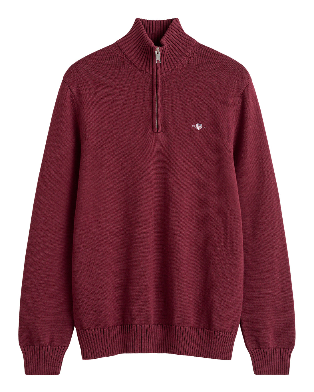 Cotton Knit Half-Zip Sweater - Deep Grape Wine