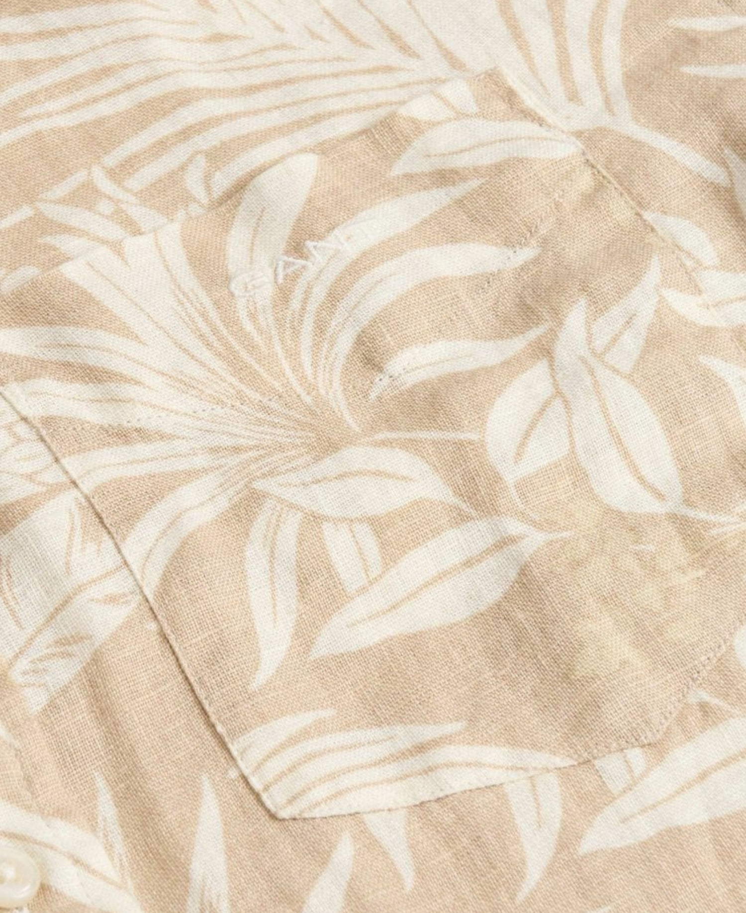 Regular Fit Botanical Linen Print Shirt - Dry Sand