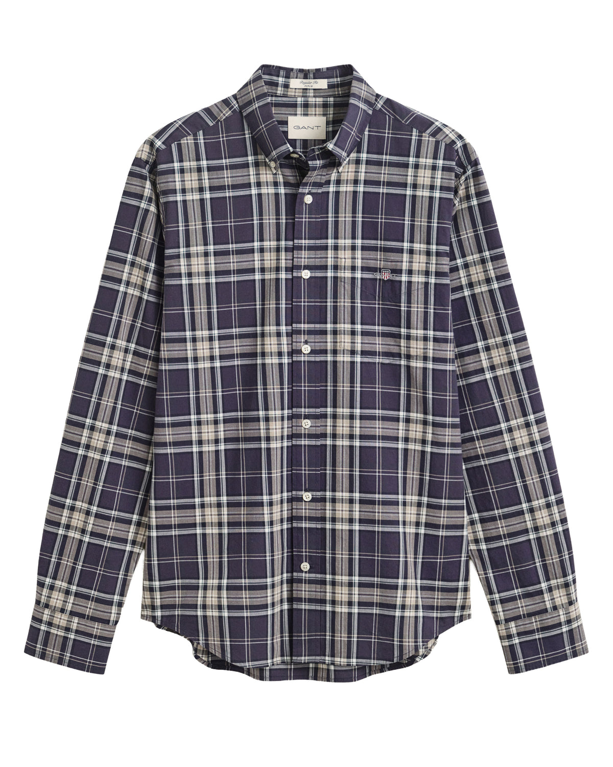 Reg Poplin Check Shirt - Mist Taupe