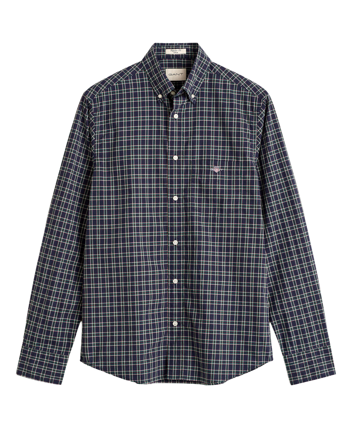 Regular Fit Poplin Check Shirt - Evening Blue