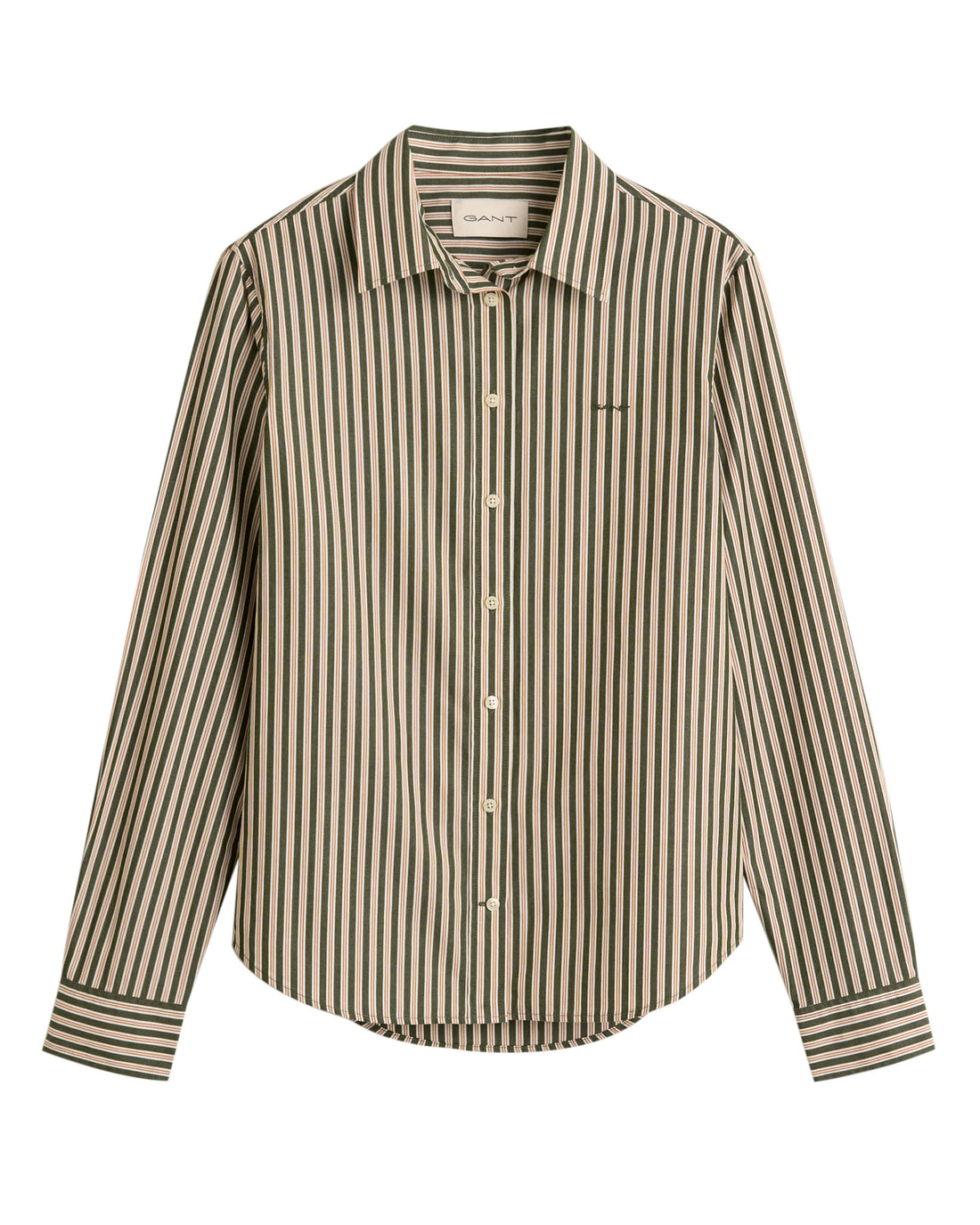 Regular Classic Poplin Striped Shirt - Country Green