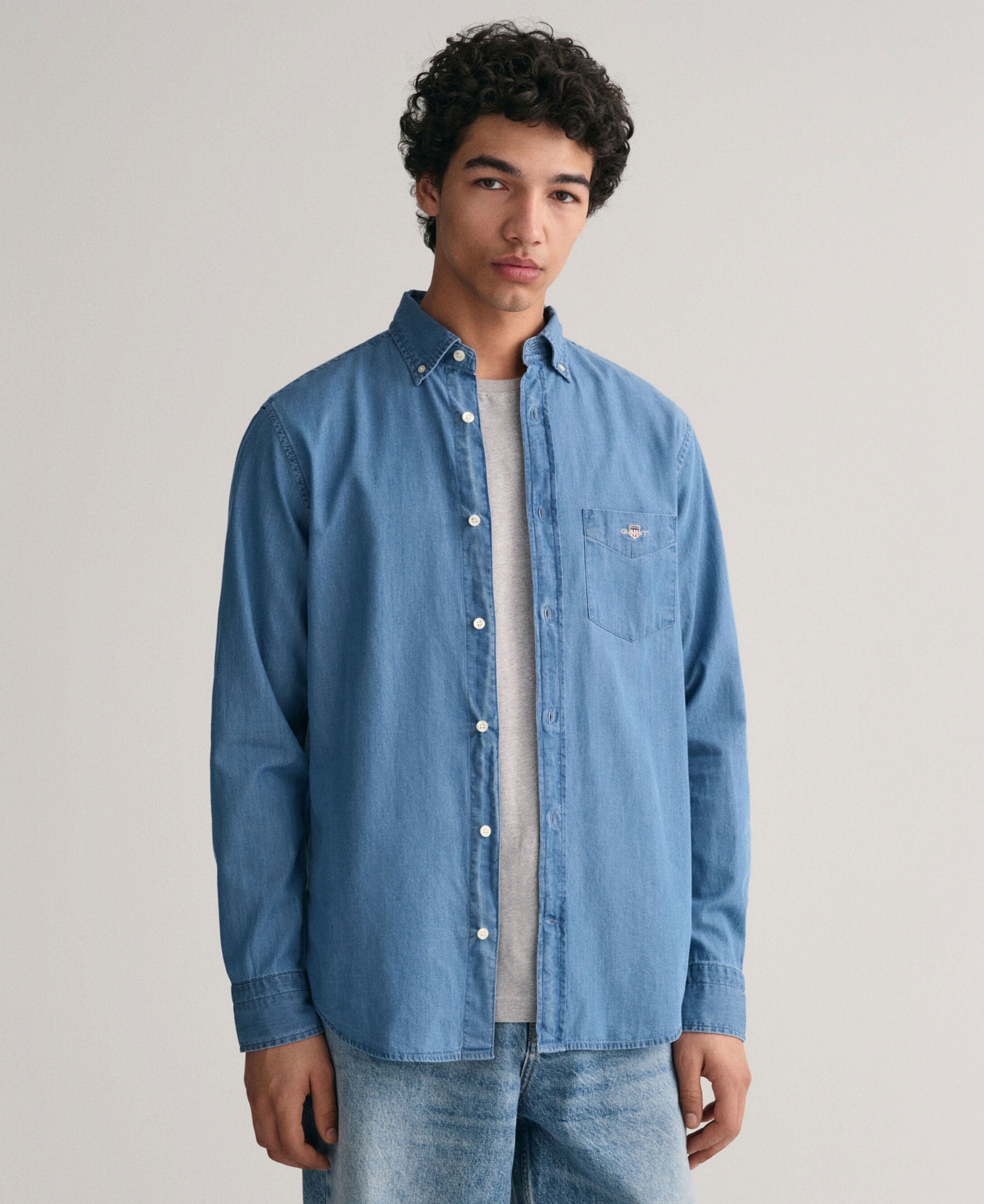 Regular Fit Indigo Shirt - Semi Light Blue