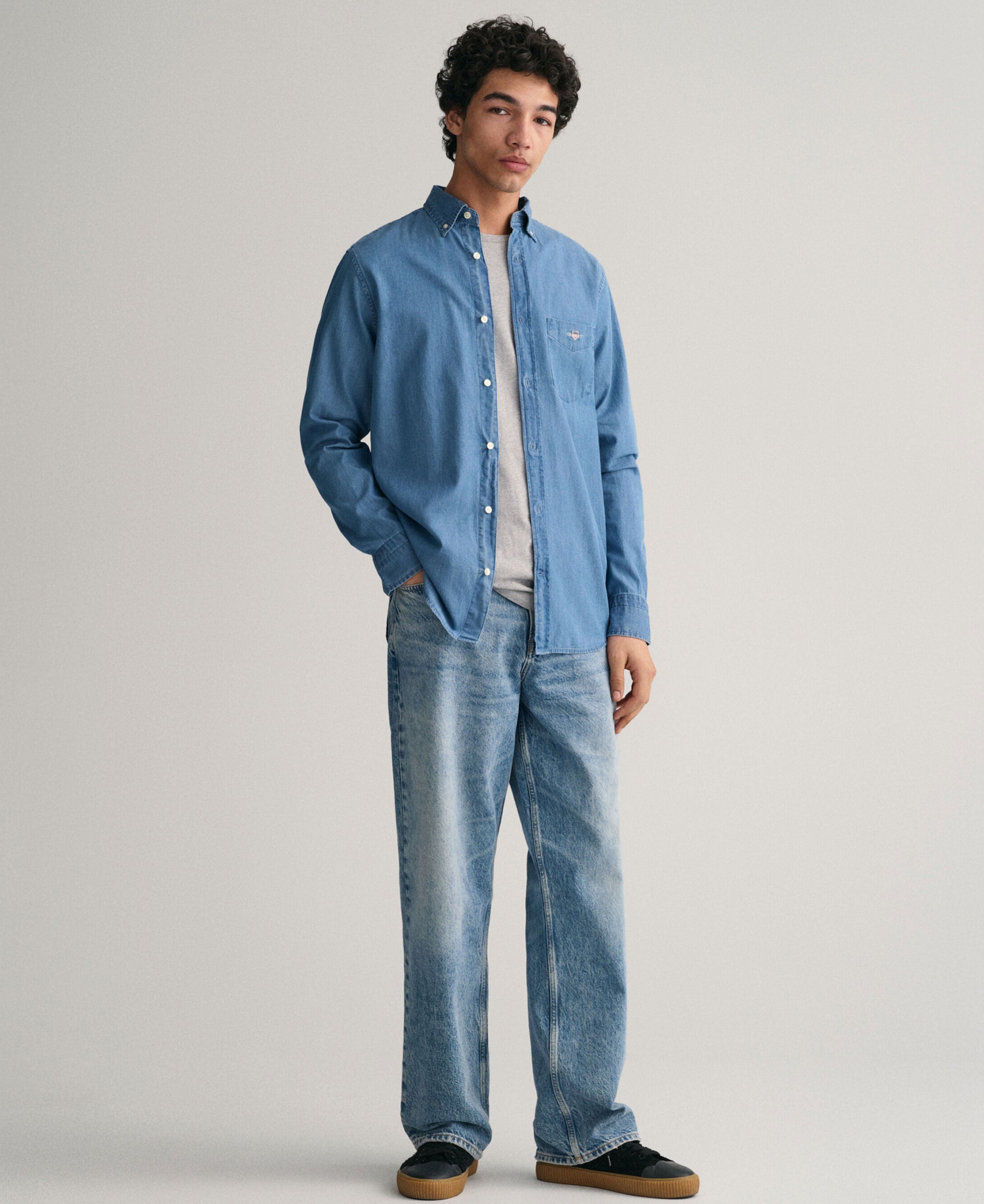 Regular Fit Indigo Shirt - Semi Light Blue