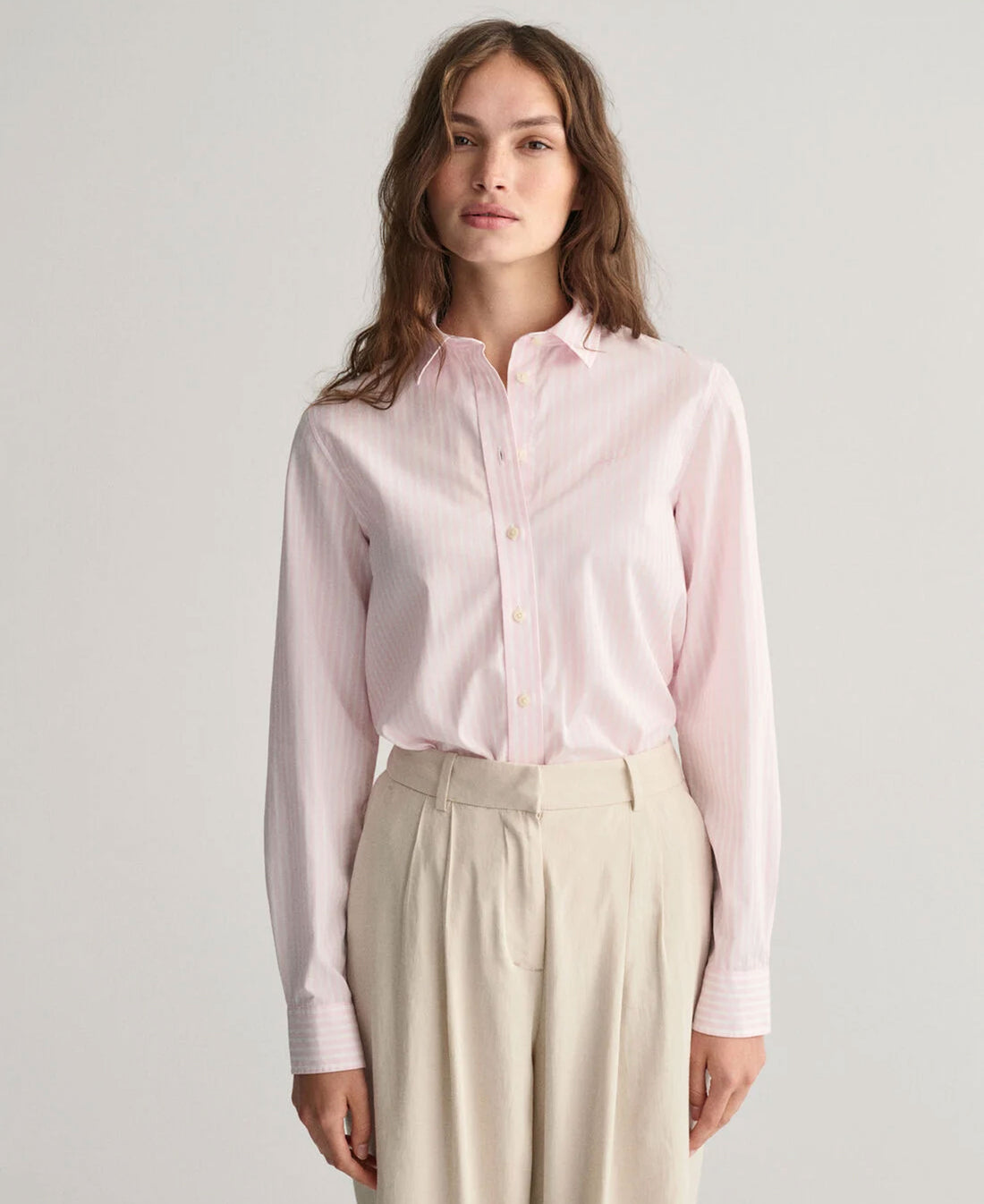 Regular Fit Striped Poplin Shirt - Light Pink